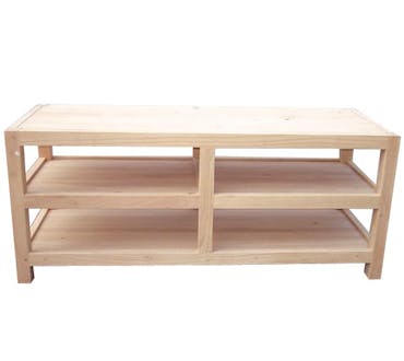  Meuble TV Hévéa 4 niches 120x45x50cm HELENA