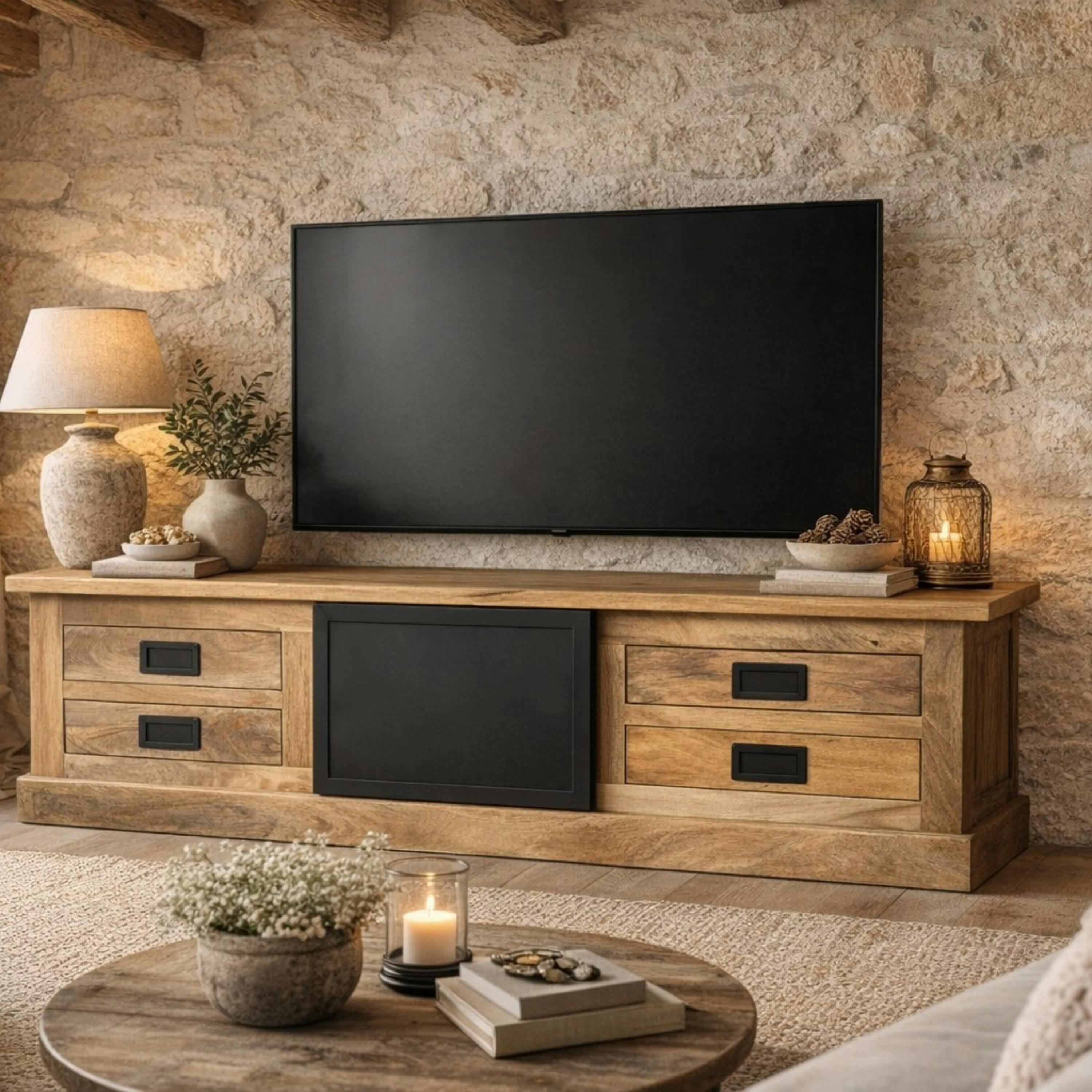 Meuble TV industriel moderne à porte coulissante CEYLAN