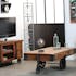 Meuble TV en bois recycle avec roulettes de style industriel