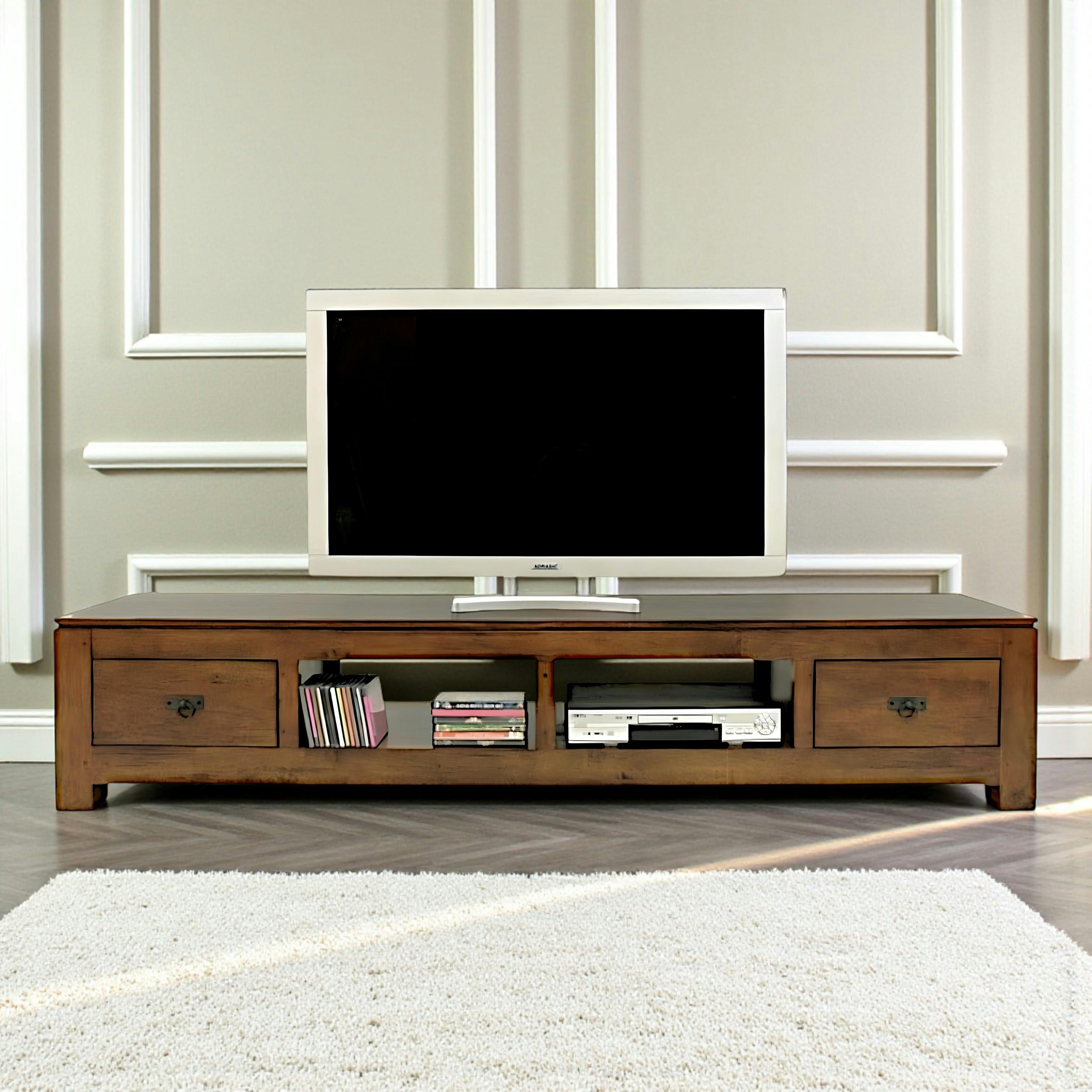 Meuble TV long bois massif HELENA
