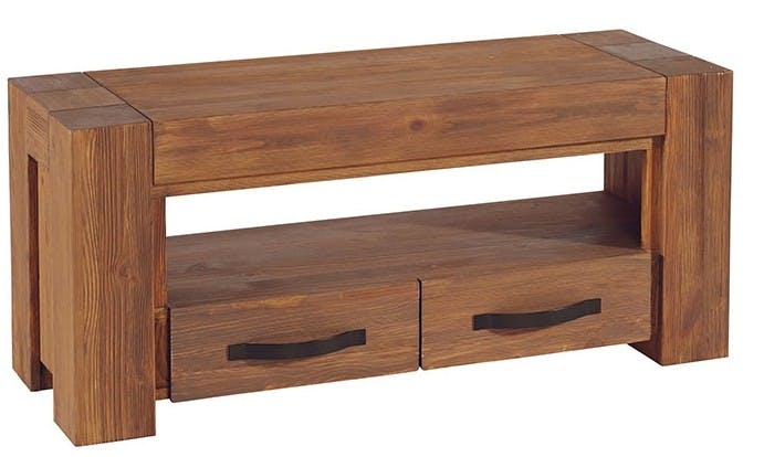 Meuble TV Moderne 116cm Pin lasuré MICHIGAN