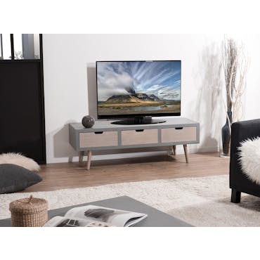  Meuble TV en bois gris trois porte de style contemporain