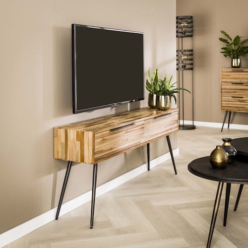 Meuble tv moderne en bois de teck recyclé JAVA