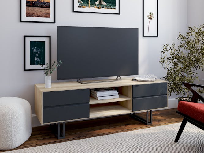 Meuble tv moderne en chêne blanc ZONZA