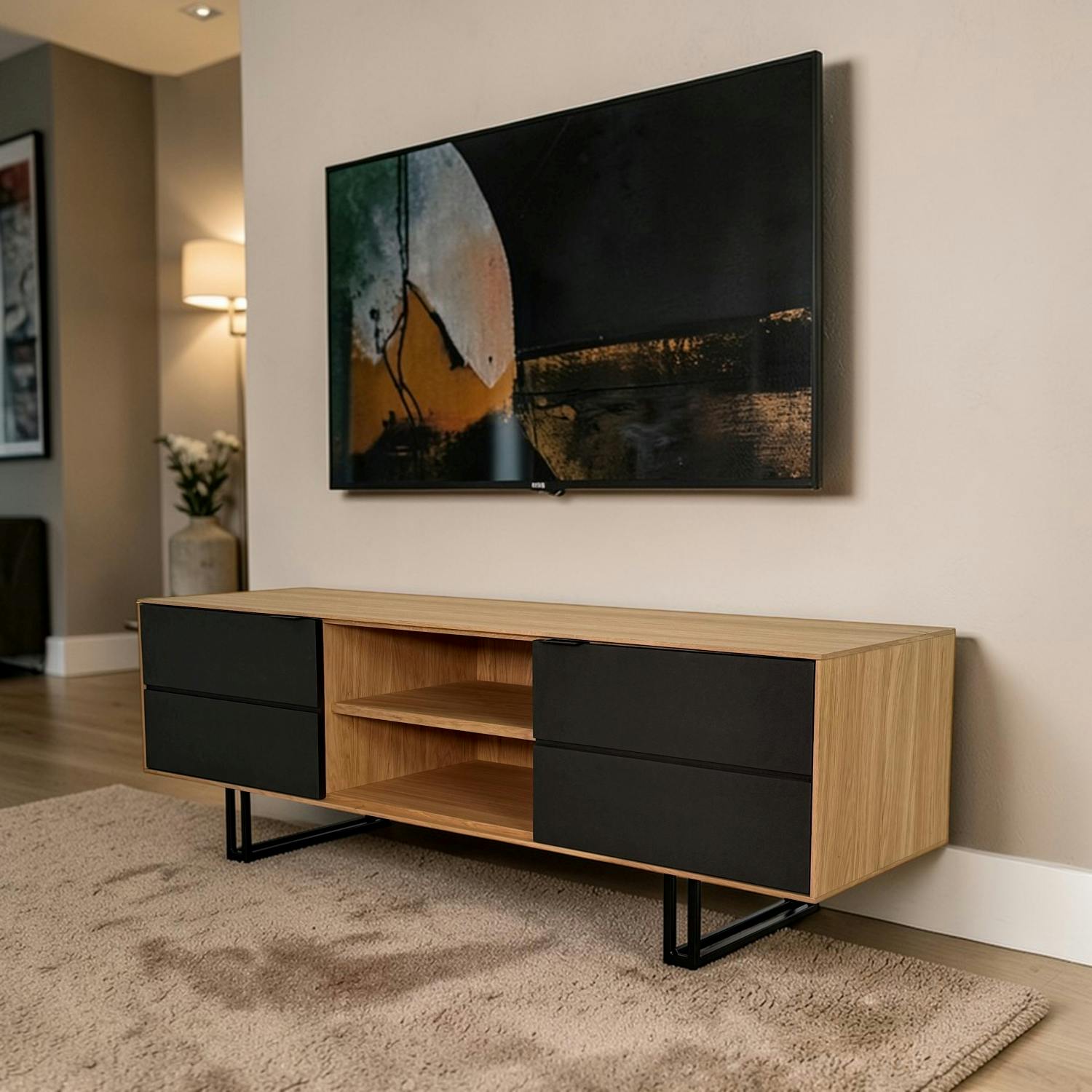 Meuble tv moderne en chêne blanc ZONZA