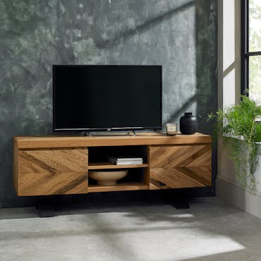  Meuble tv moderne en marqueterie de chêne finition bois naturel ARLINGTON 2