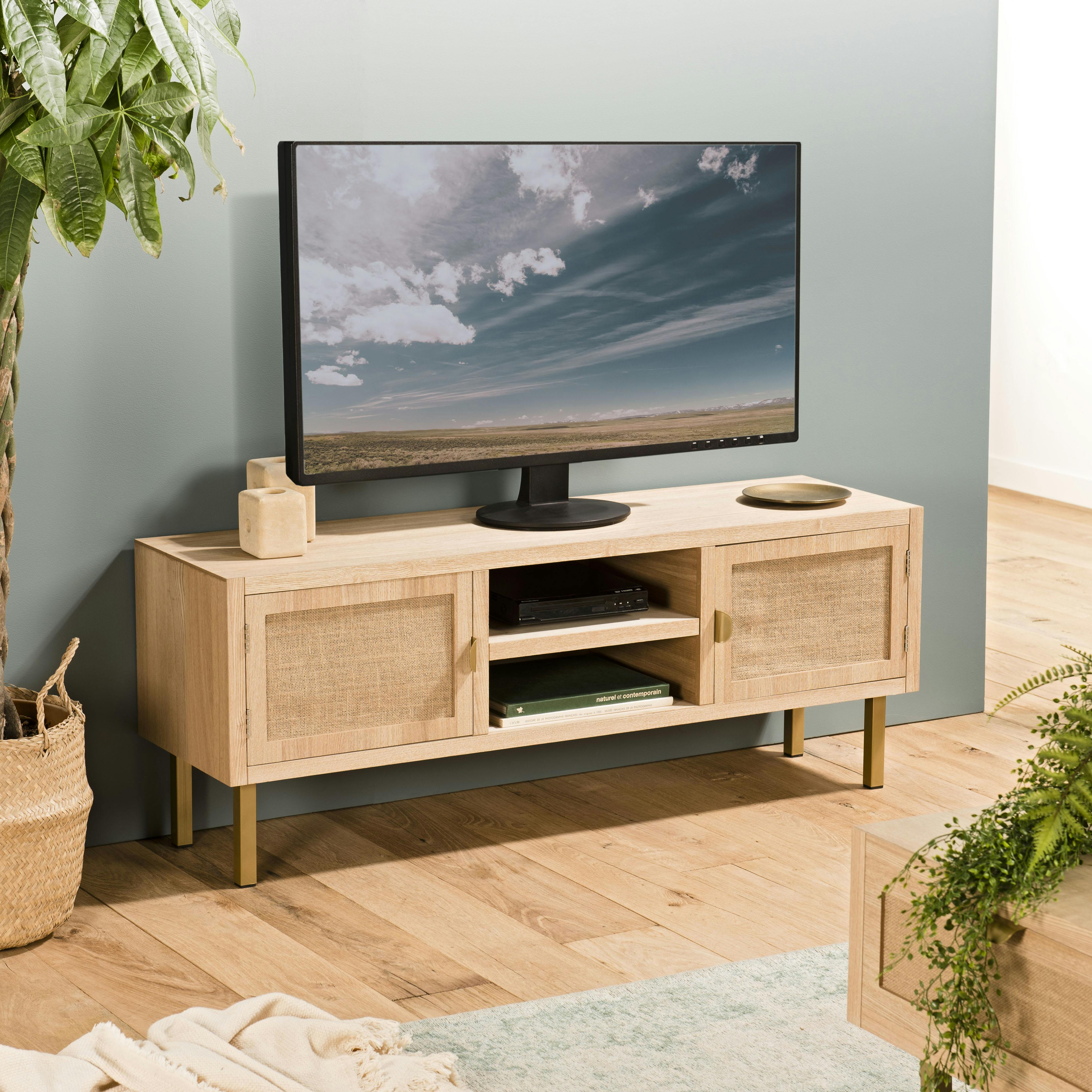 Meuble tv moderne toile de jute CORDOUE