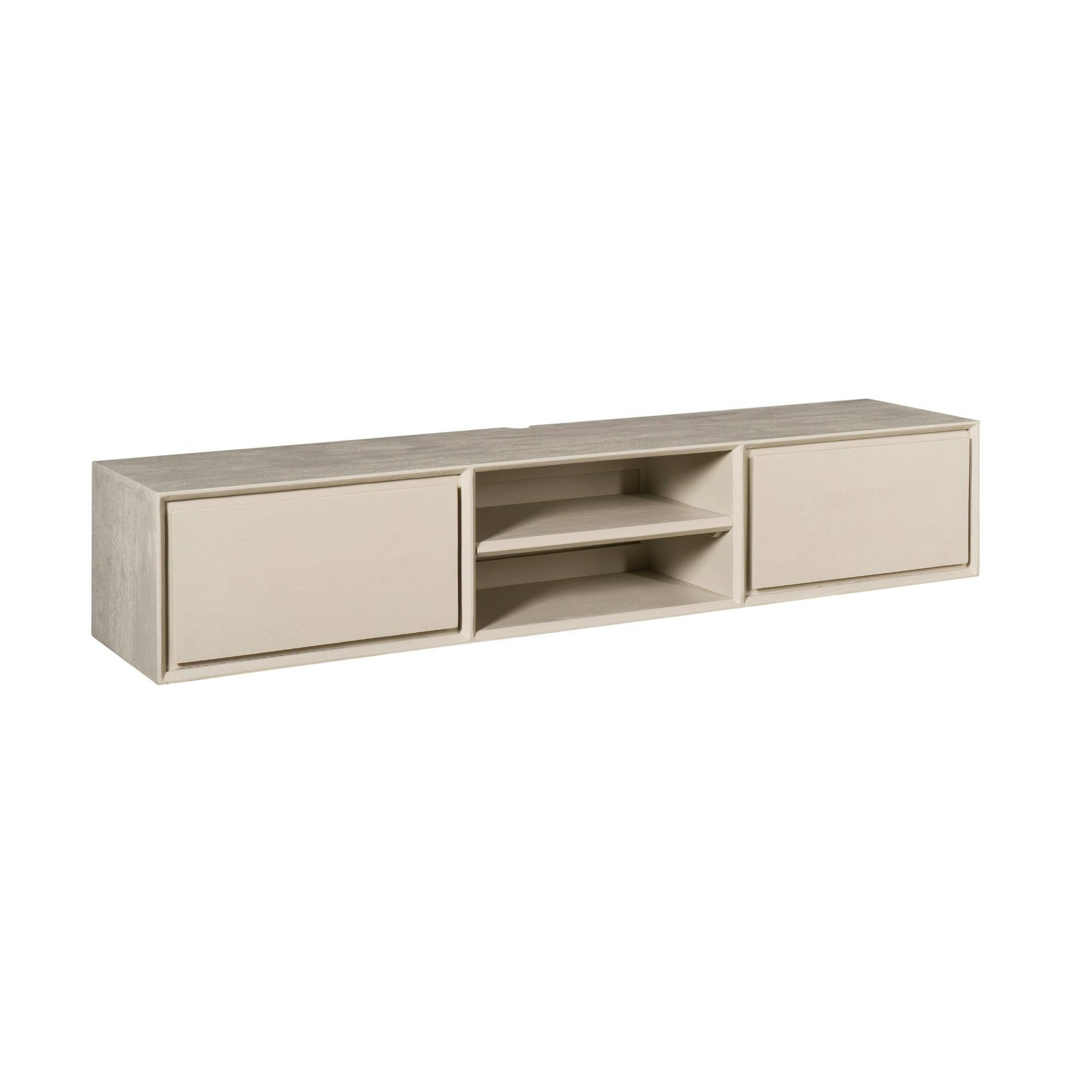 Meuble TV suspendu bois sable 2 tiroirs 1 niche AERA
