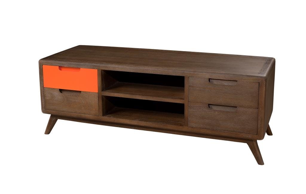 Meuble TV vintage bois exotique LUCIEN