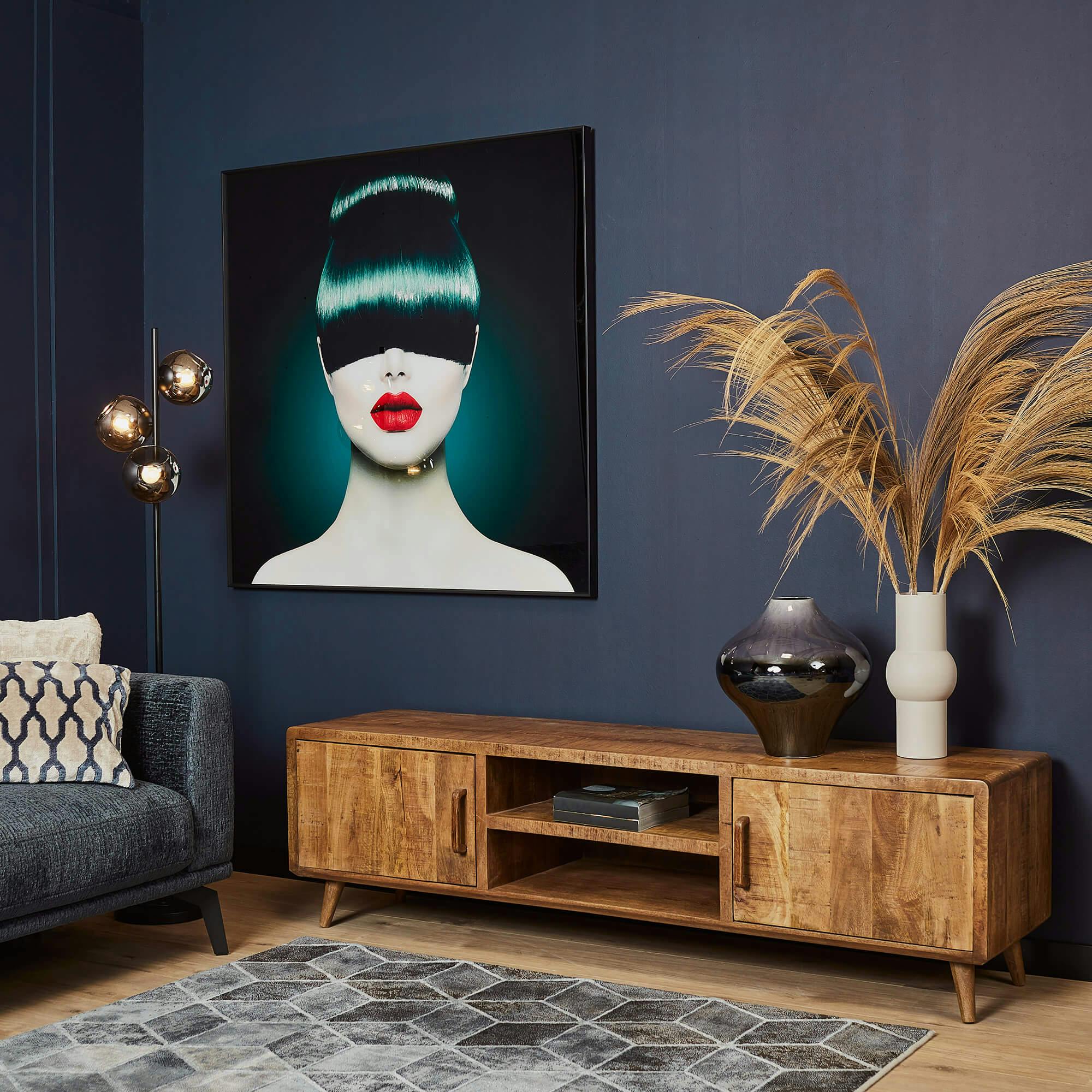 Meuble TV vintage en bois de manguier 2 portes 180 cm ALMA