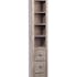 Meuble type range CD bois naturel patiné grisé blanchi 5 niveaux et 3 tiroirs L35xP25xH184cm PAOLIA