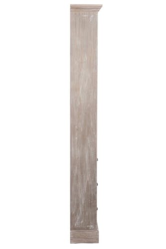 Meuble type range CD bois naturel patiné grisé blanchi 5 niveaux et 3 tiroirs L35xP25xH184cm PAOLIA
