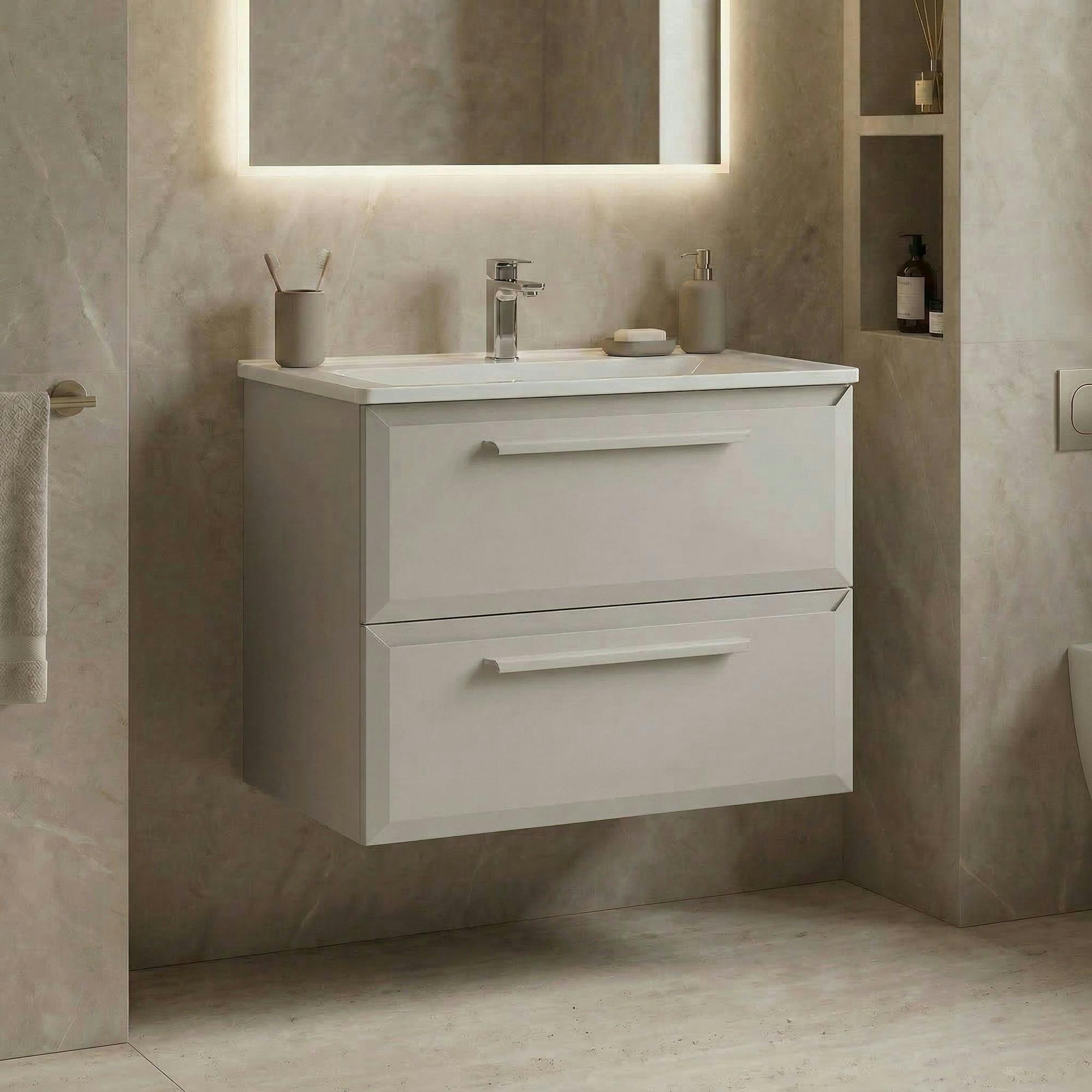 Meuble vasque suspendu 100 cm anthracite 2 tiroirs NEREE