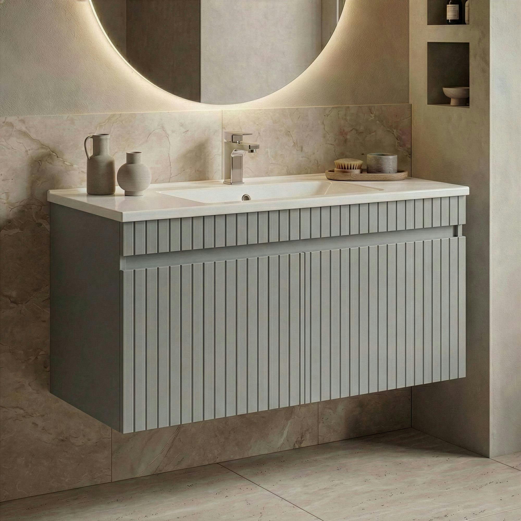 Meuble vasque suspendu 100 cm cachemire 2 portes YARA