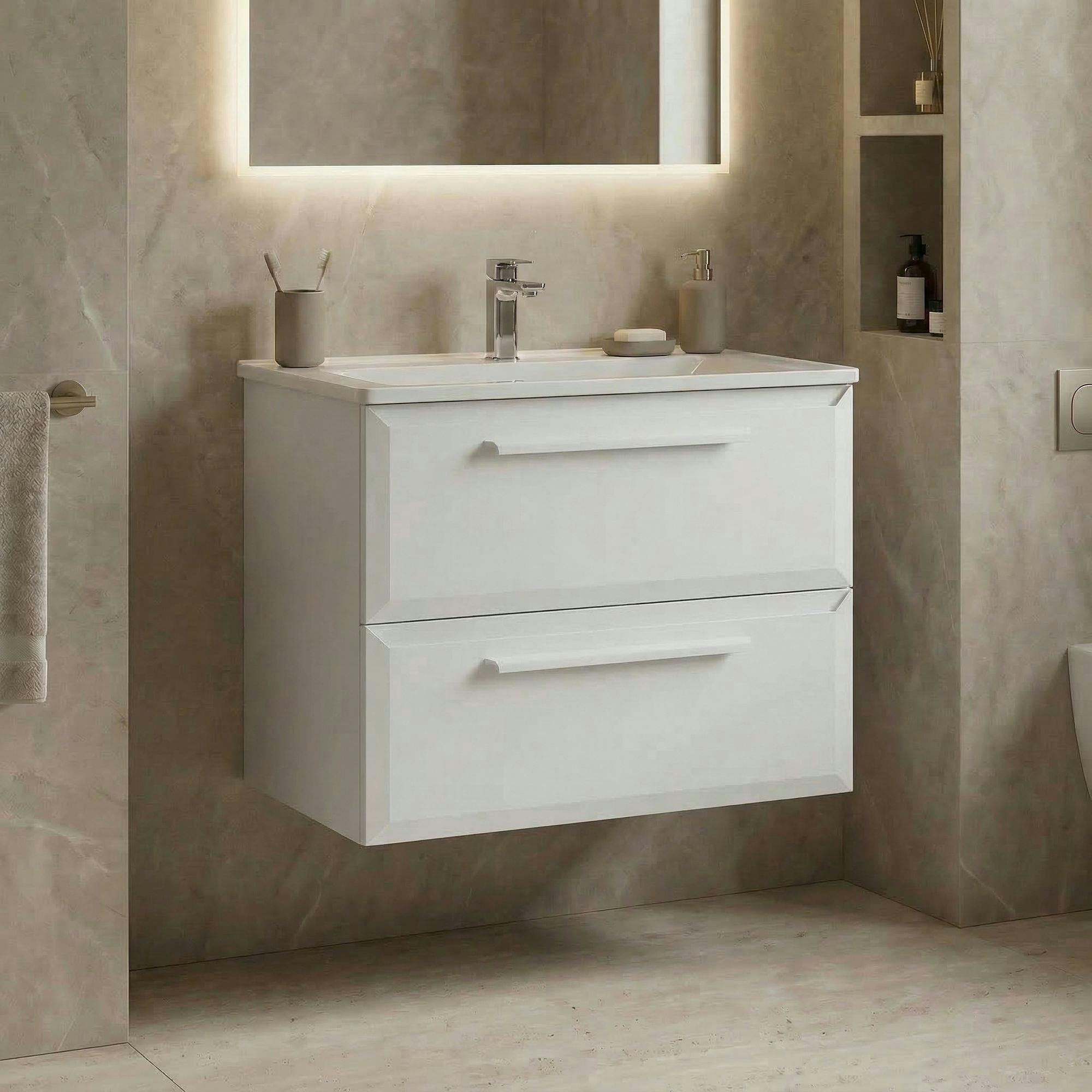 Meuble vasque suspendu 100 cm gris 2 tiroirs NEREE