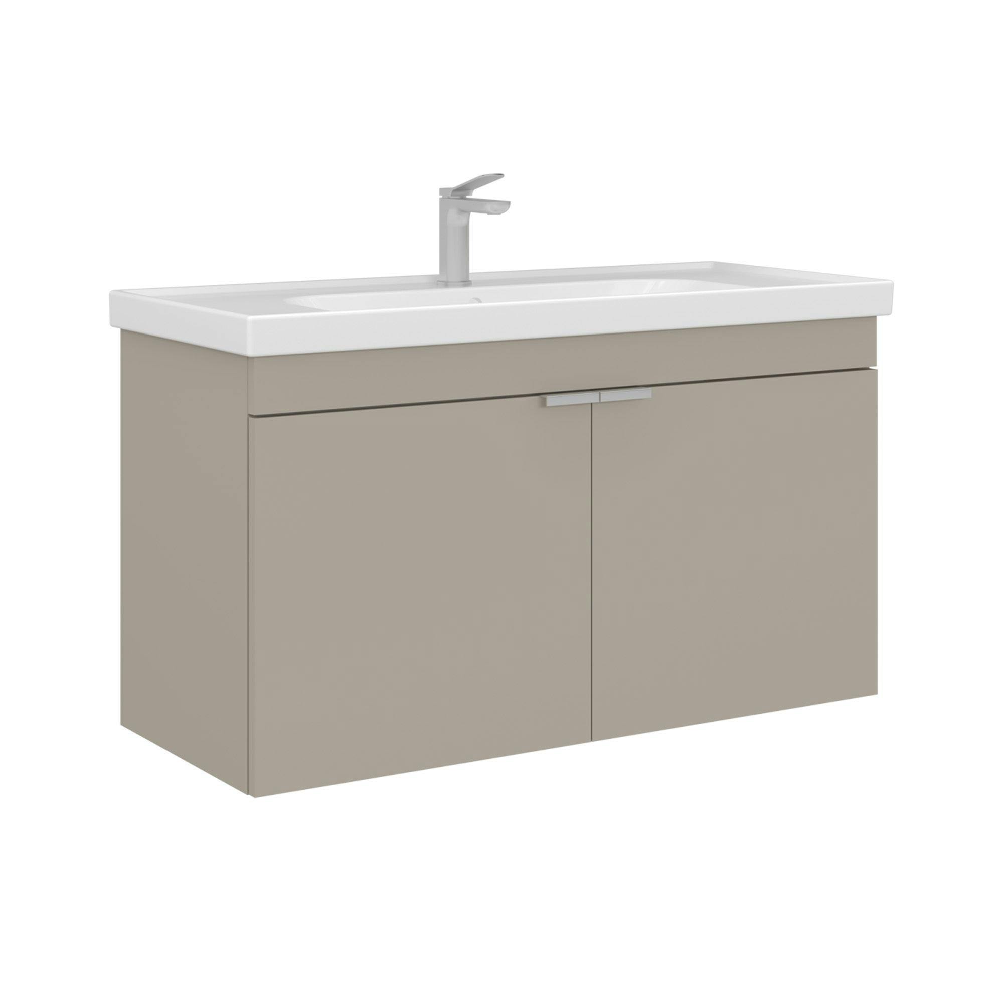 Meuble vasque suspendu 100 cm sable 2 portes NEA