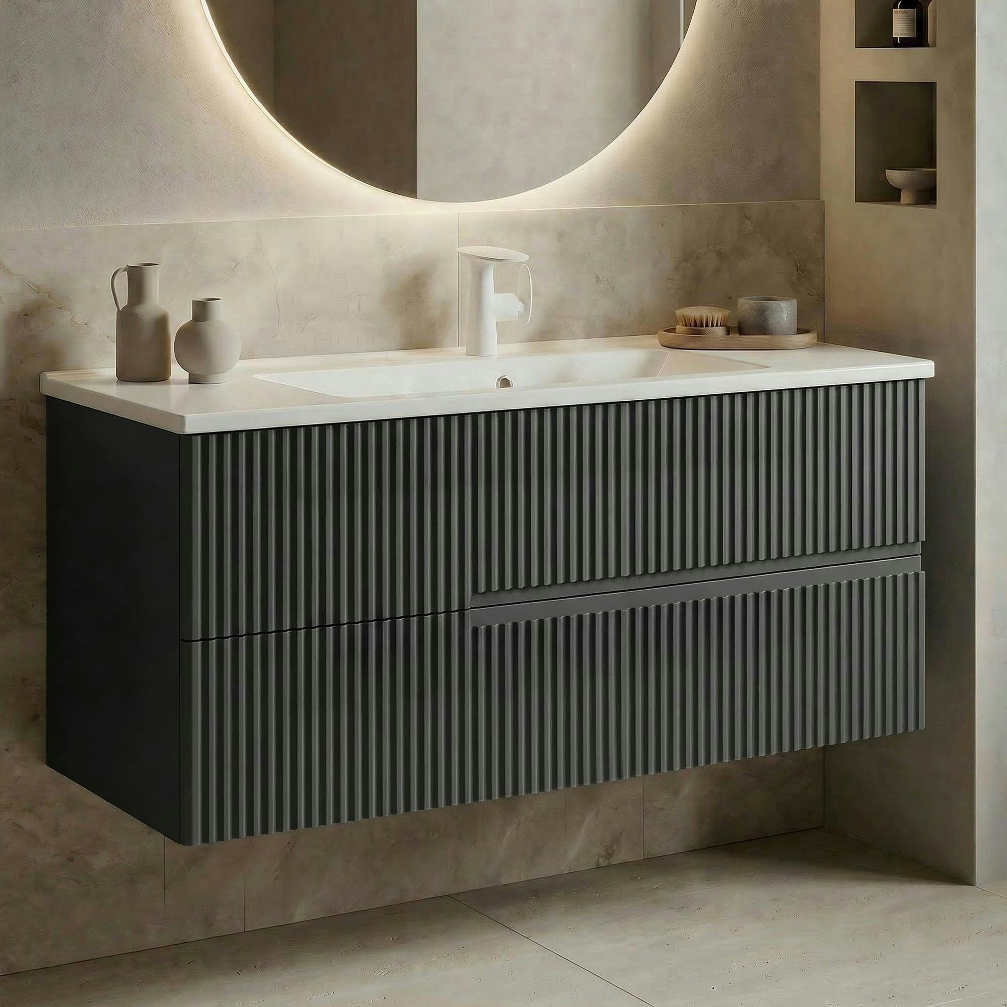 Meuble vasque suspendu 120 cm anthracite 2 tiroirs ORA