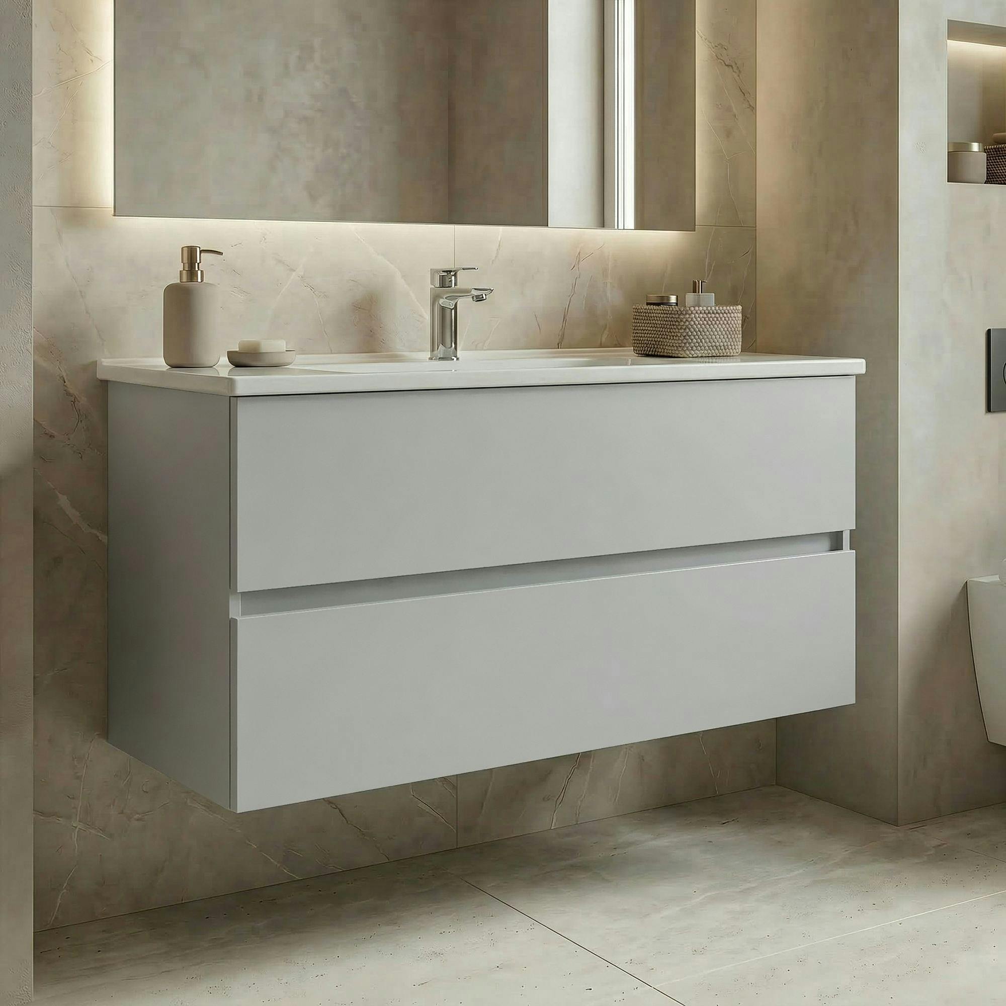 Meuble vasque suspendu 121 cm cachemire 2 tiroirs OCEA