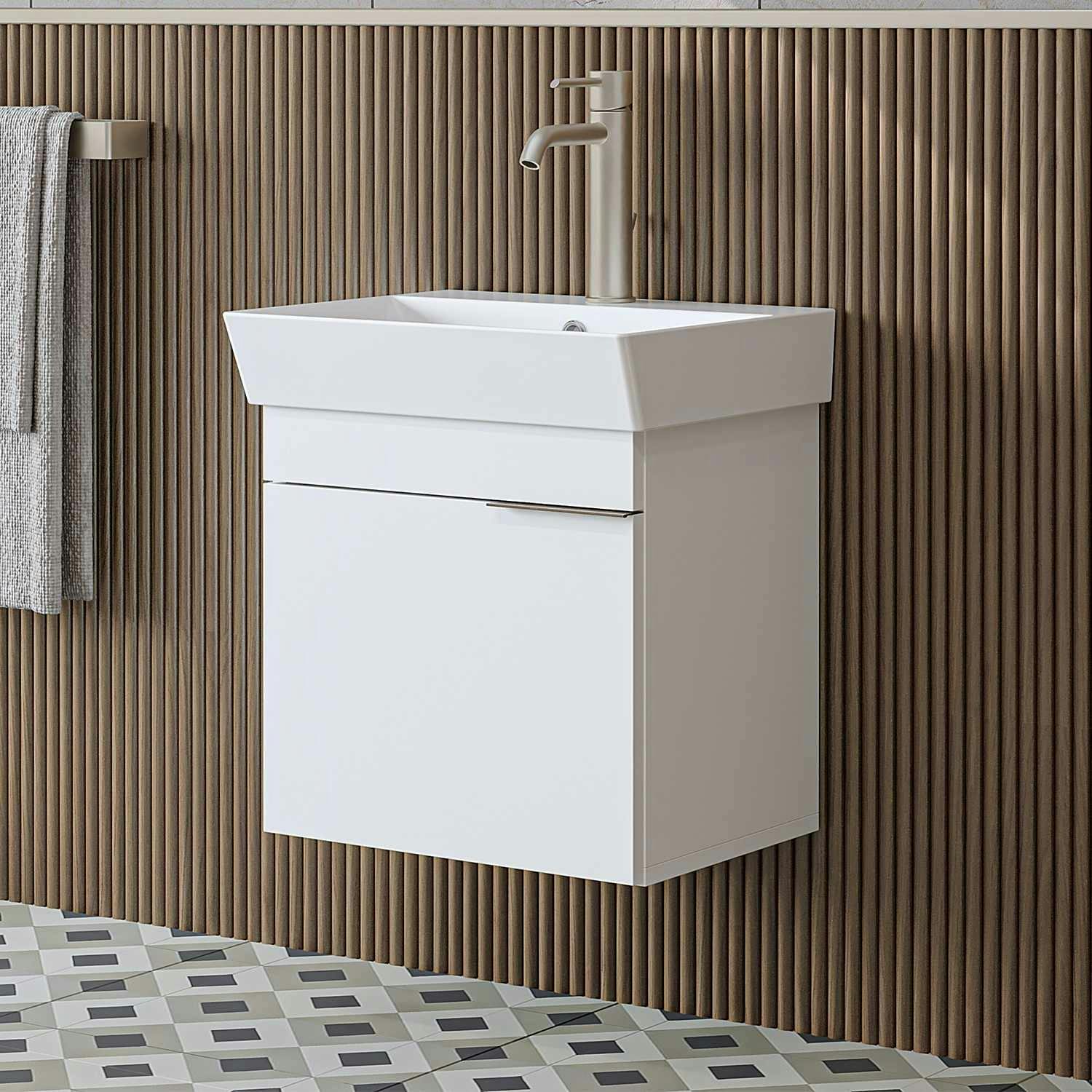Meuble vasque suspendu 49 cm blanc 1 porte NORIA