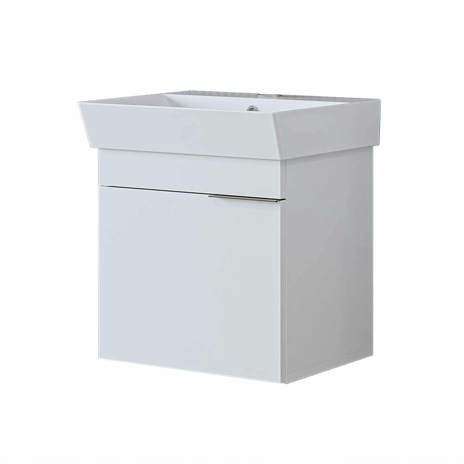 Meuble vasque suspendu 49 cm blanc 1 porte NORIA