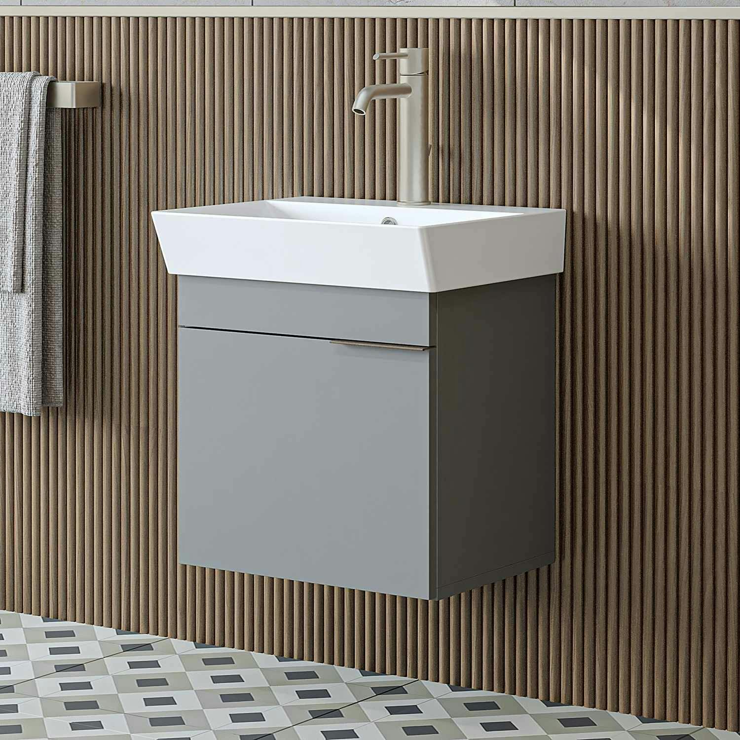 Meuble vasque suspendu 49 cm gris clair 1 porte NORIA