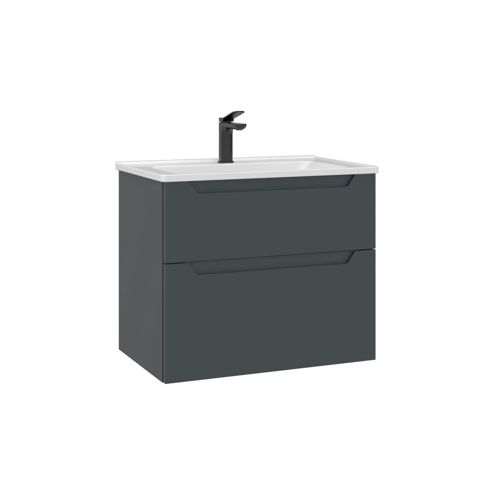 Meuble vasque suspendu 65 cm anthracite 2 tiroirs ELYO