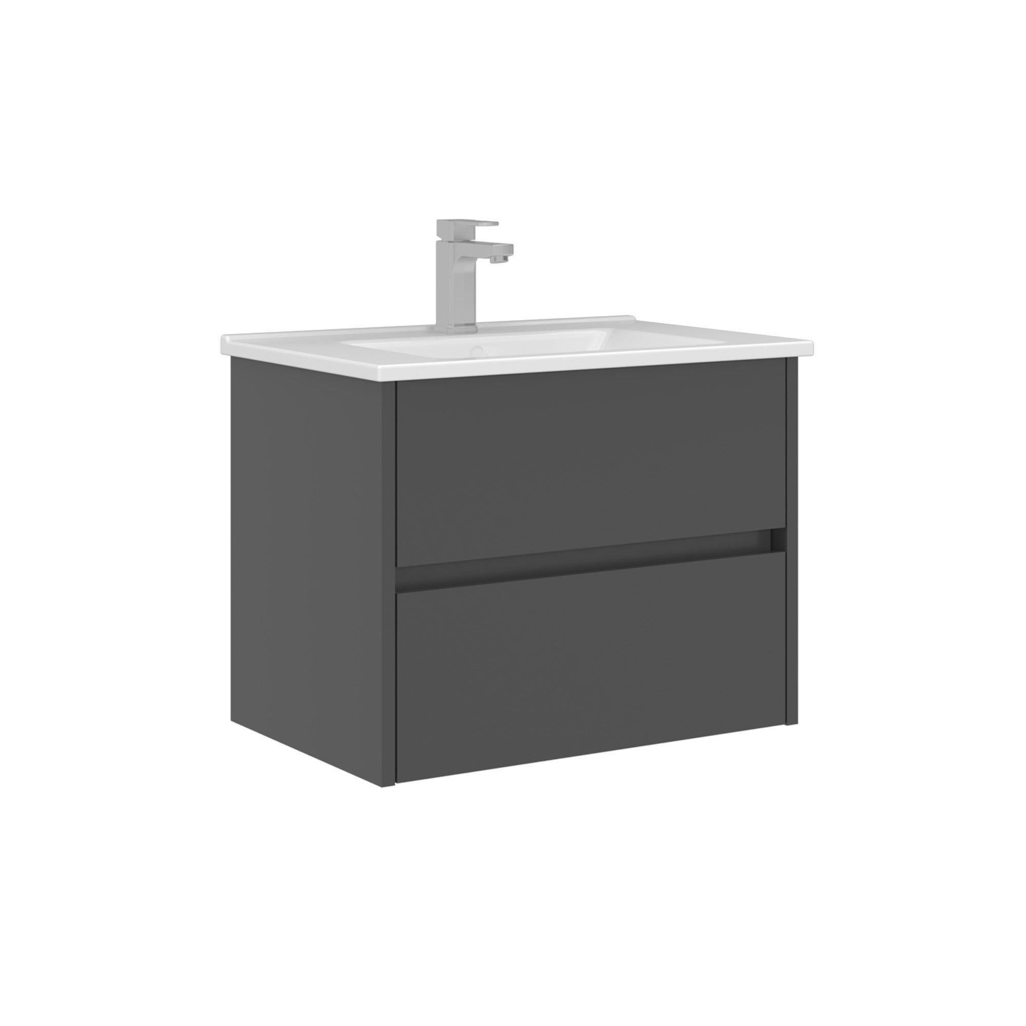 Meuble vasque suspendu 65 cm anthracite 2 tiroirs NAÏA