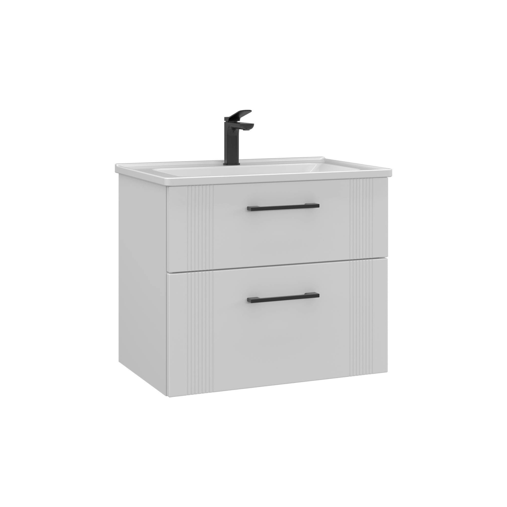 Meuble vasque suspendu 65 cm blanc 2 tiroirs ONDIA