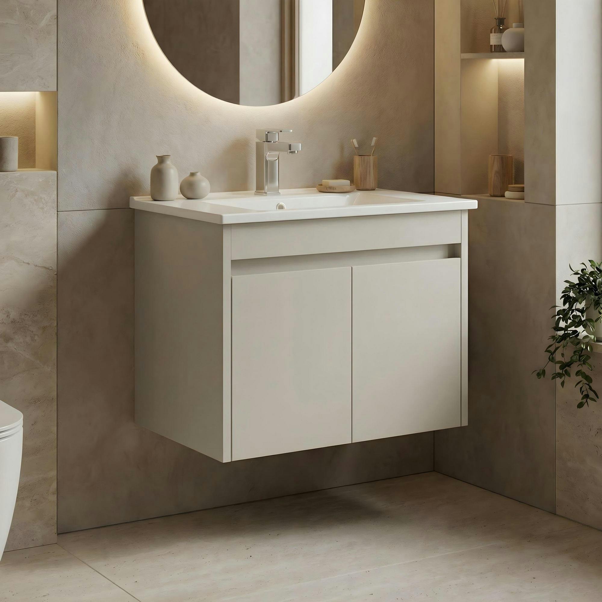Meuble vasque suspendu 65 cm cachemire 2 portes NAÏA