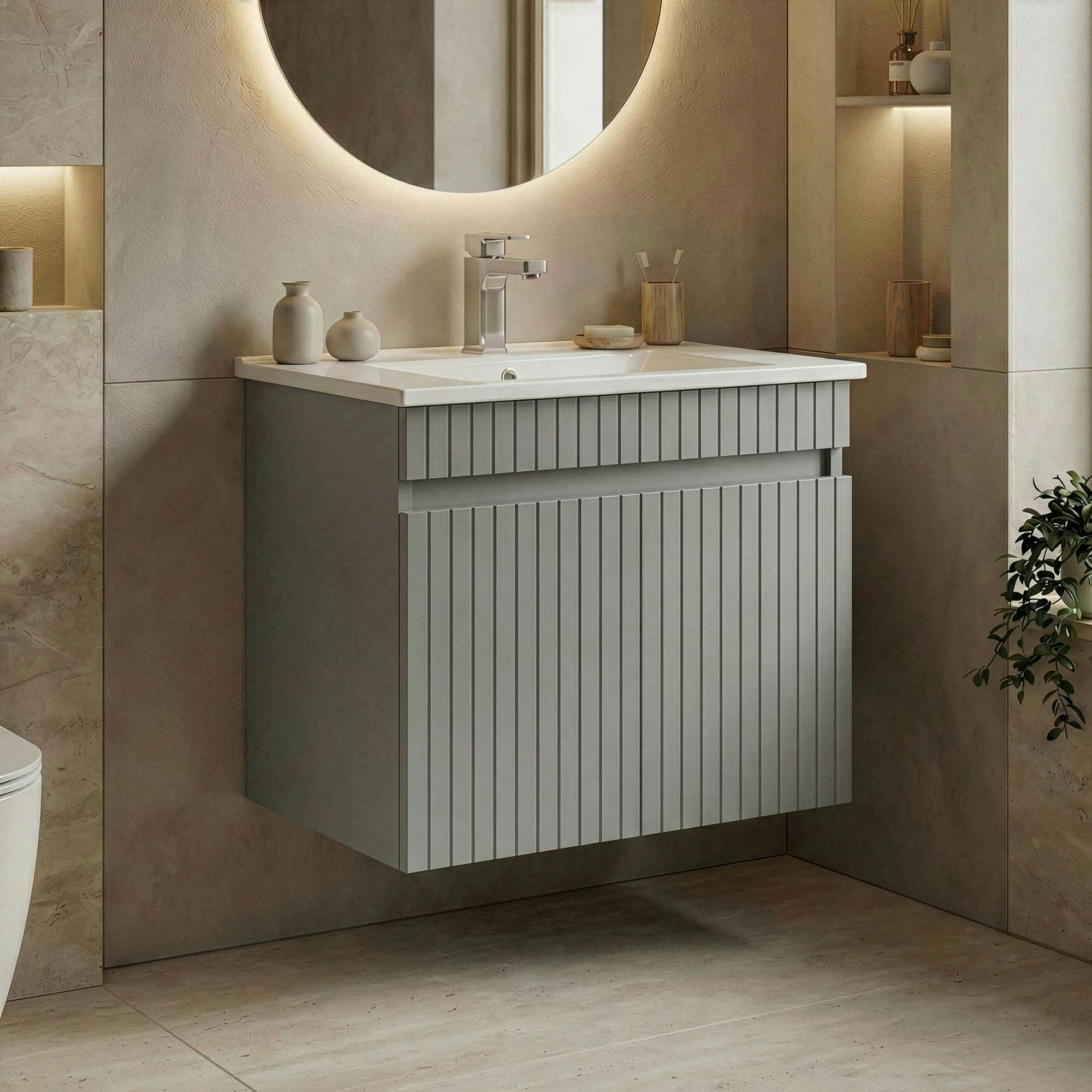 Meuble vasque suspendu 65 cm cachemire 2 portes YARA