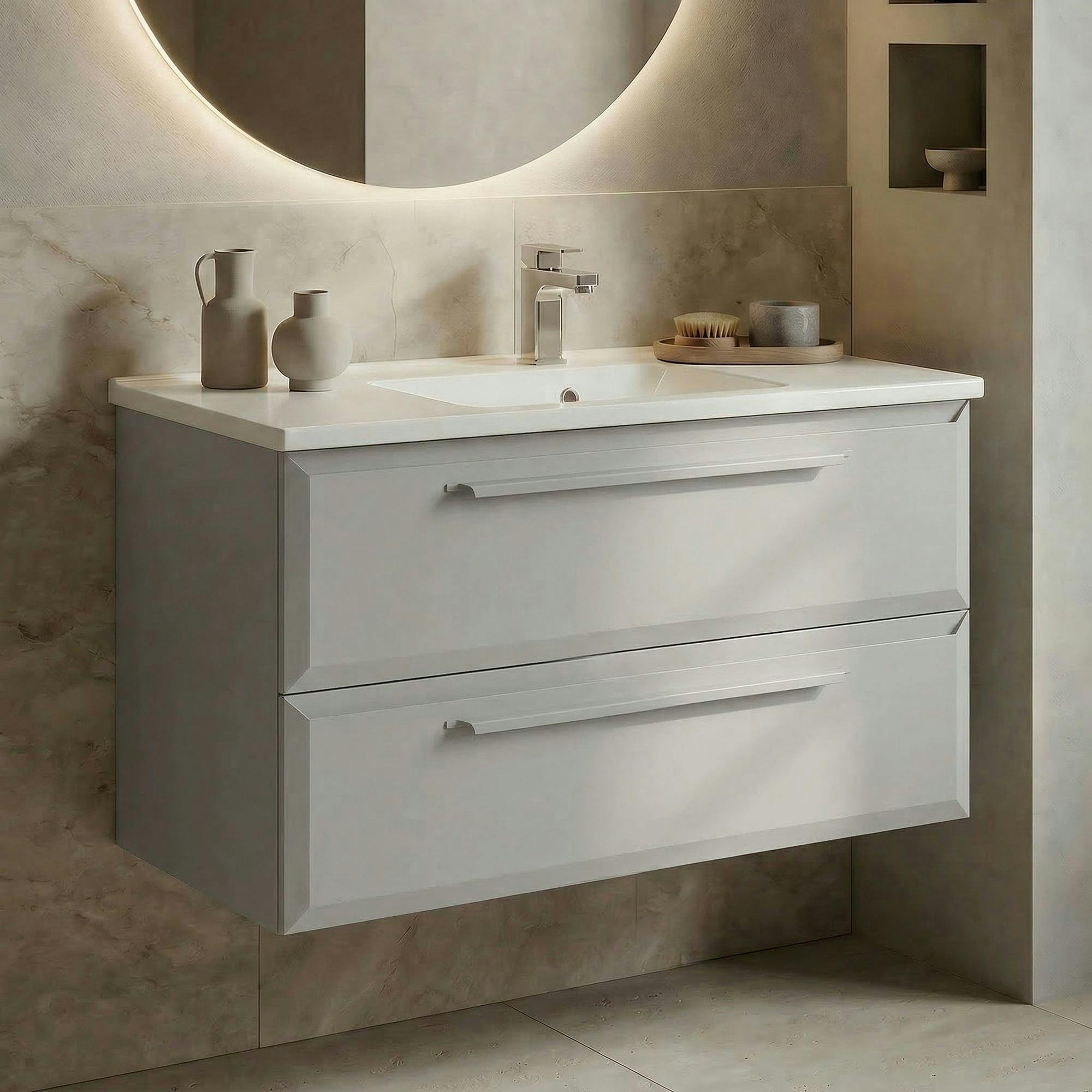 Meuble vasque suspendu 80 cm anthracite 2 tiroirs NEREE