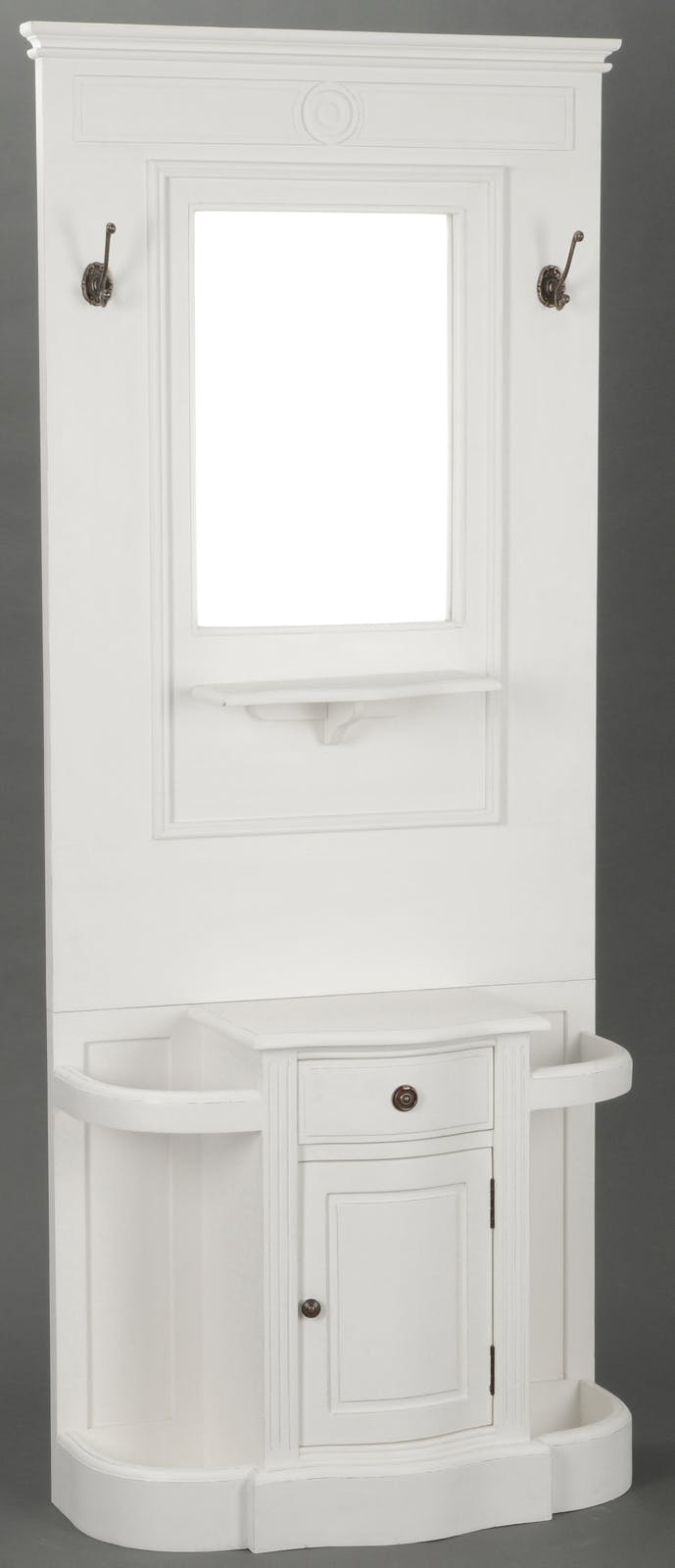 Meuble vestiaire entrée Classique Chic AGATHE L 80 X P 33 X H 190 Blanc Antique AMADEUS