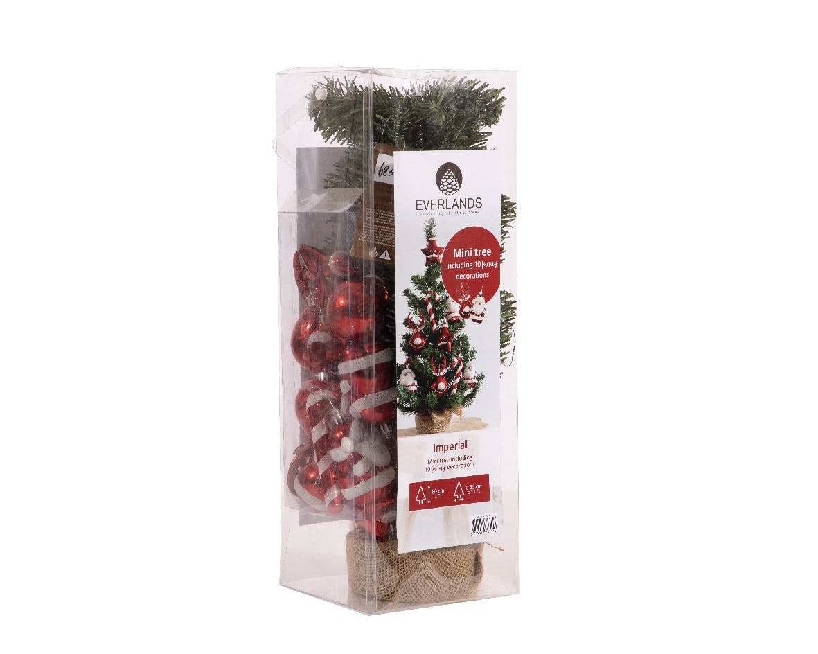 Mini sapin avec décorations rouges et blanches 60 cm