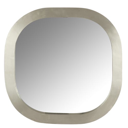 Miroir carré arrondi, bois argenté 61x61cm