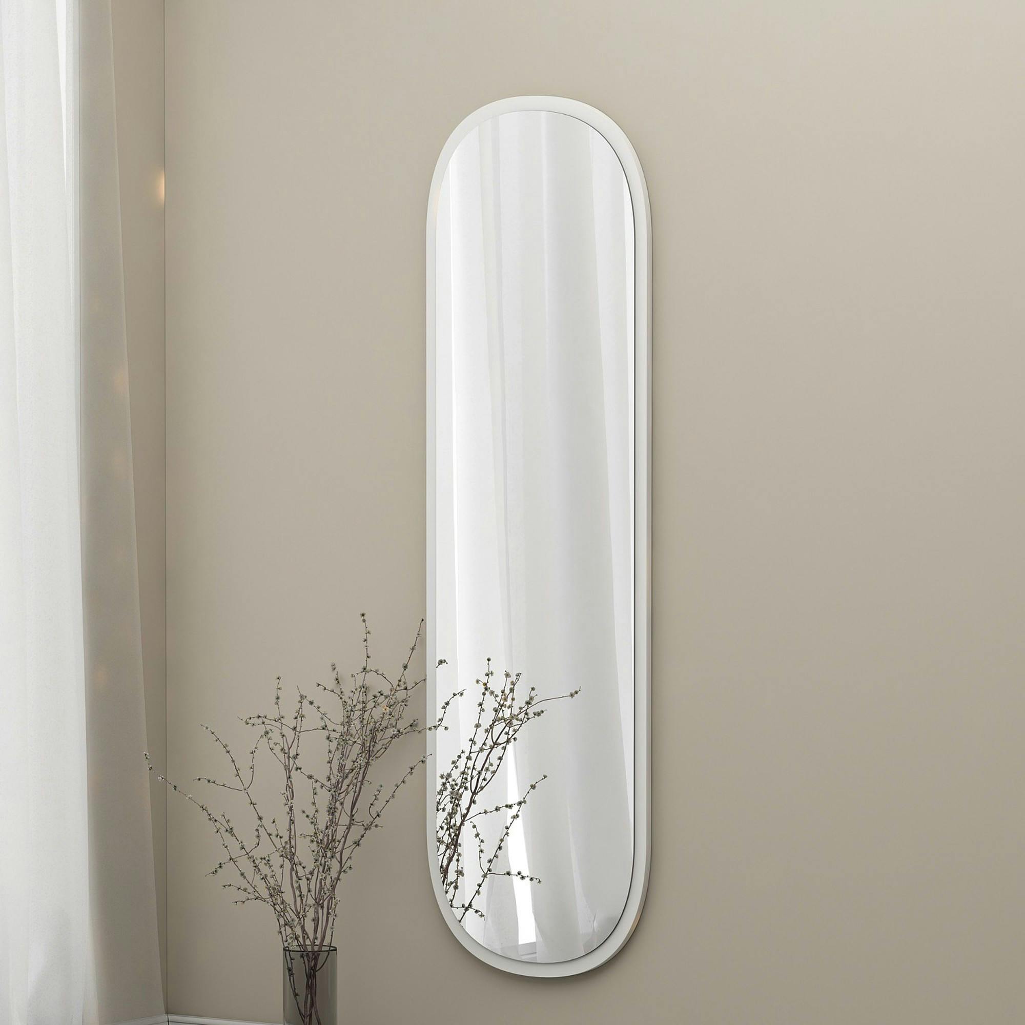 Miroir d'entrée blanc ovale 117 cm - style moderne CODY