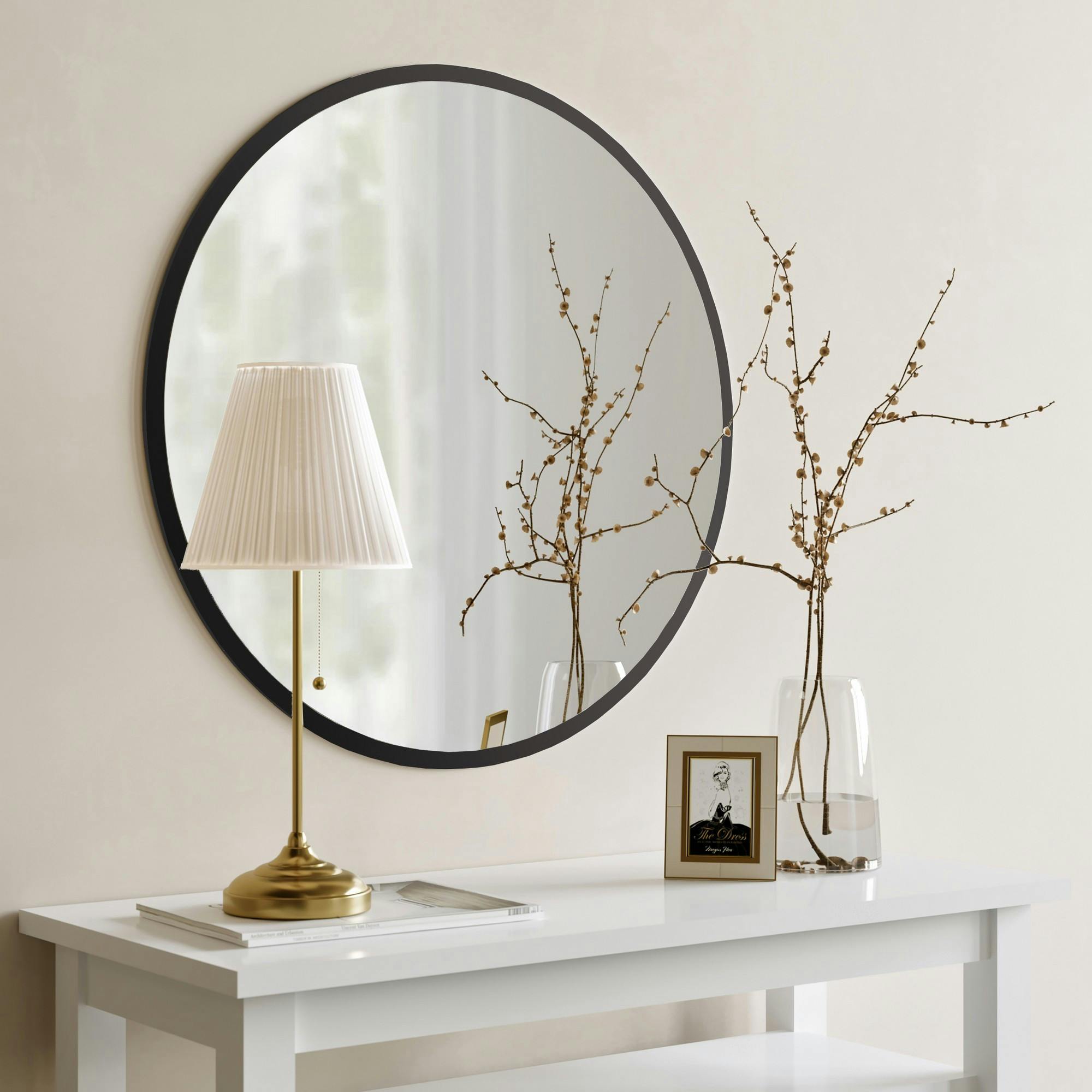 Miroir d'entrée noir Ø60 cm - style contemporain CODY