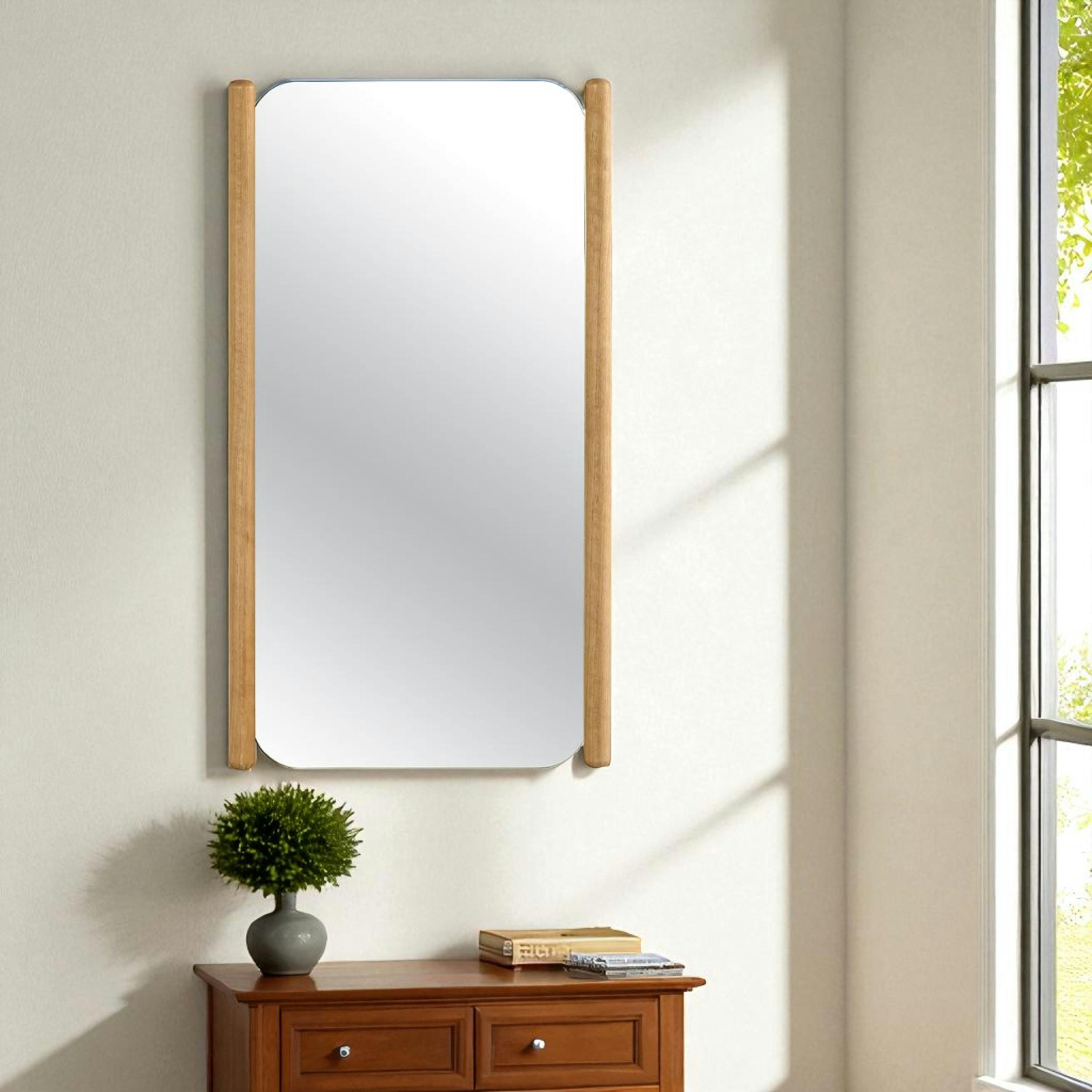 Miroir d'entrée vertical - baguettes latérales bois IENA