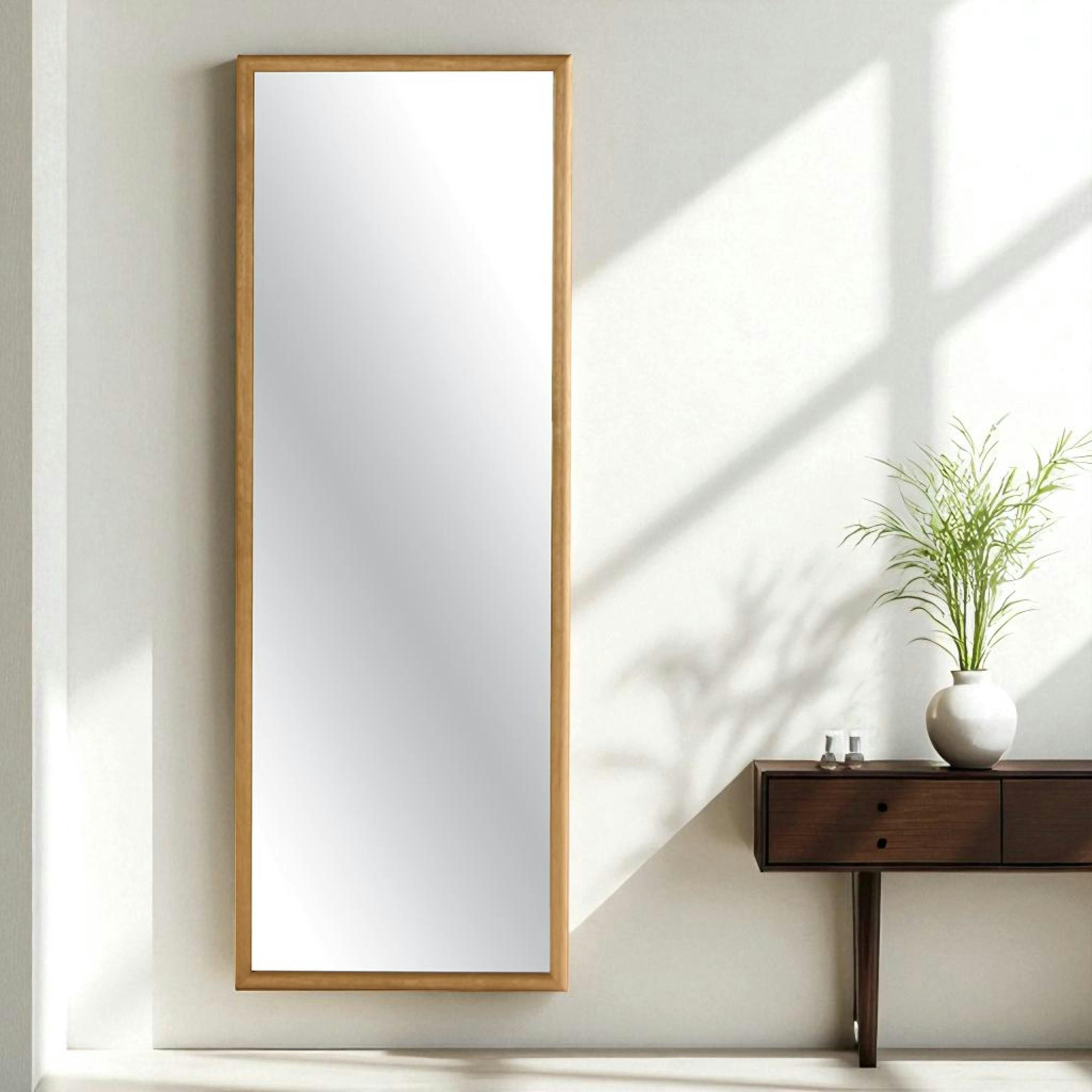 Miroir d'entrée vertical - cadre bois clair 140 cm IENA