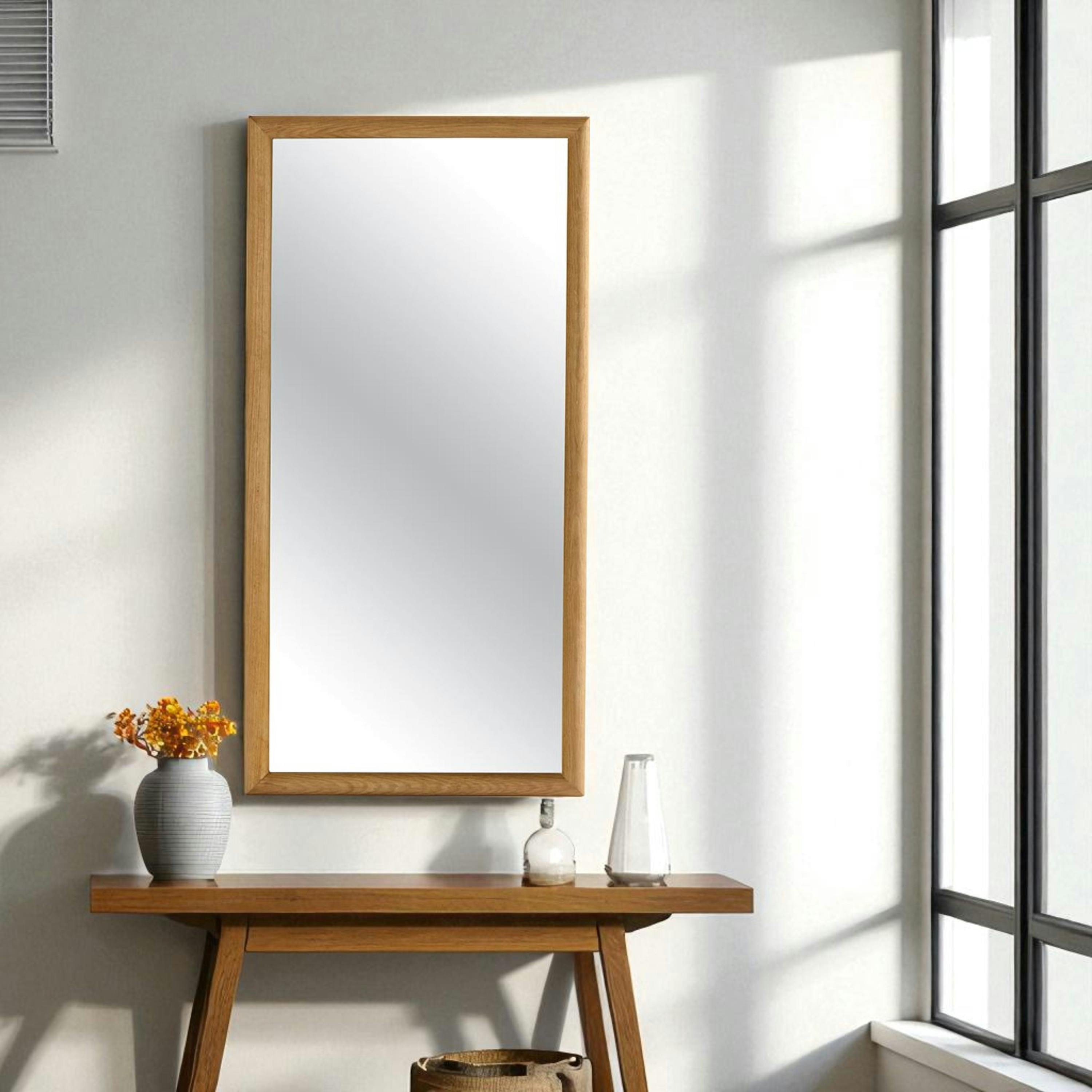 Miroir d'entrée vertical - cadre bois clair 80 cm IENA