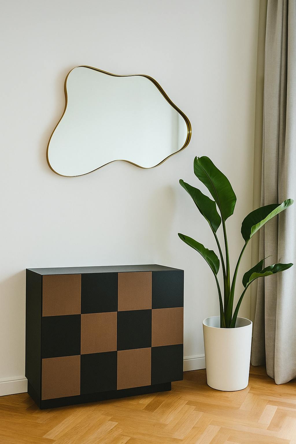 Miroir design organique - bords dorés BRIG