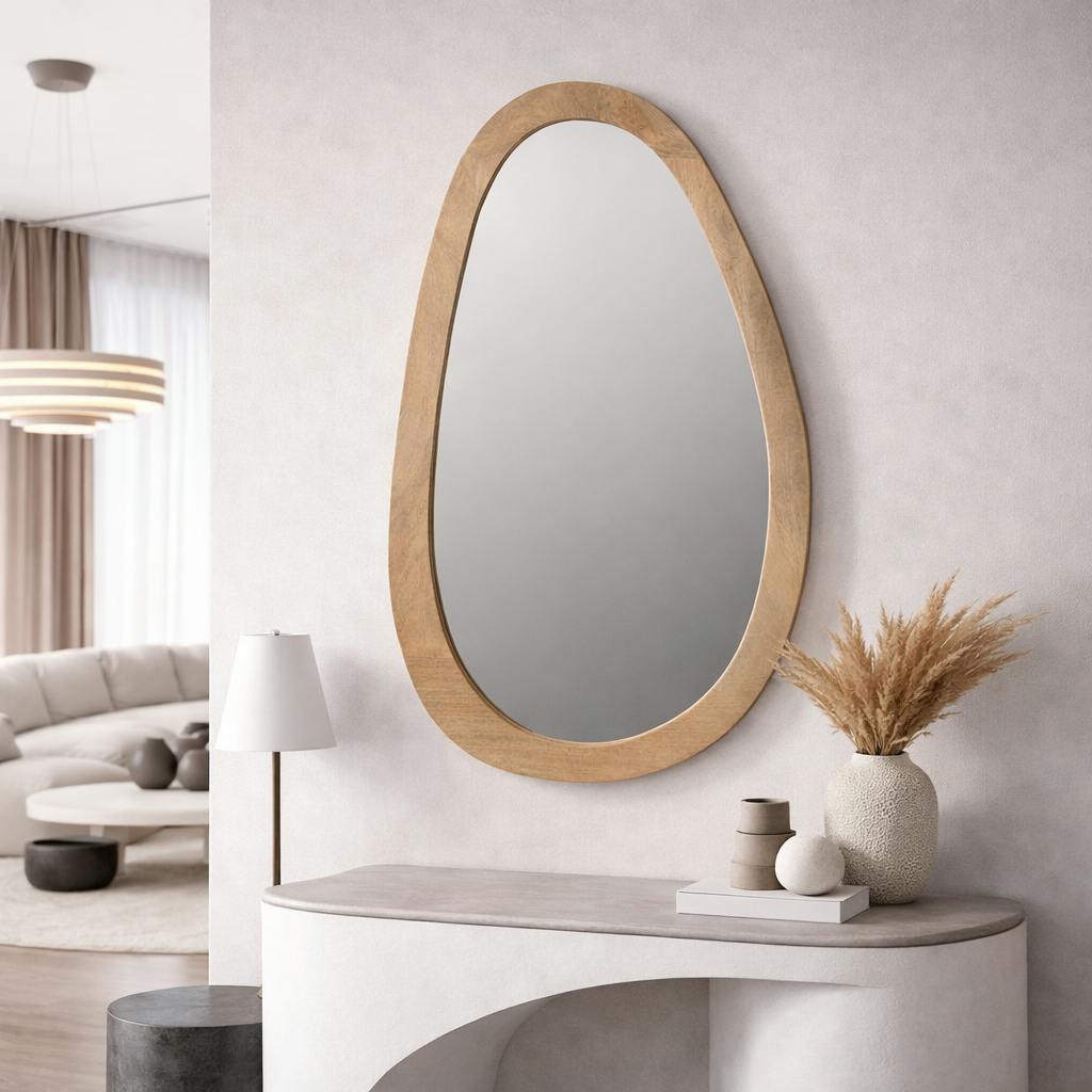 Miroir design organique en bois de manguier 70 x 120 cm ASPEN