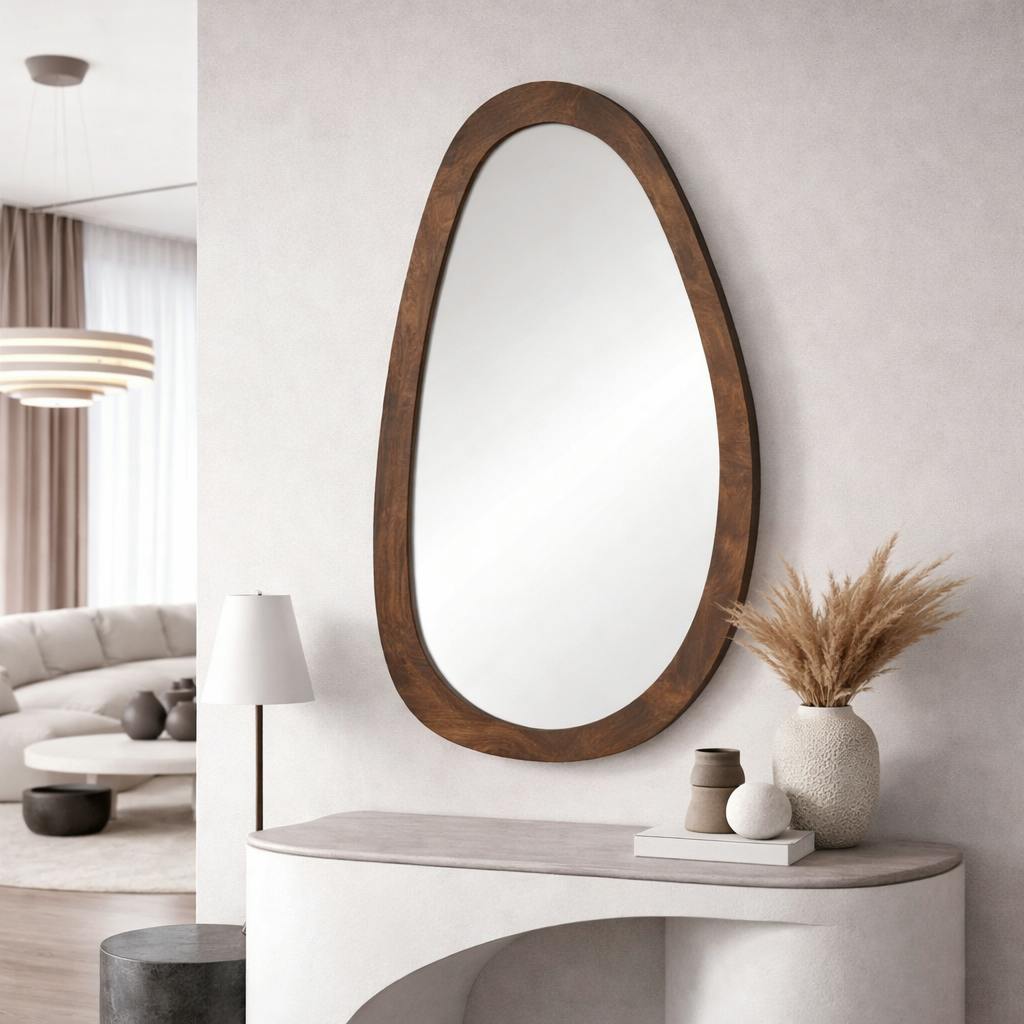 Miroir design organique en bois marron 60 x 100 cm ASPEN