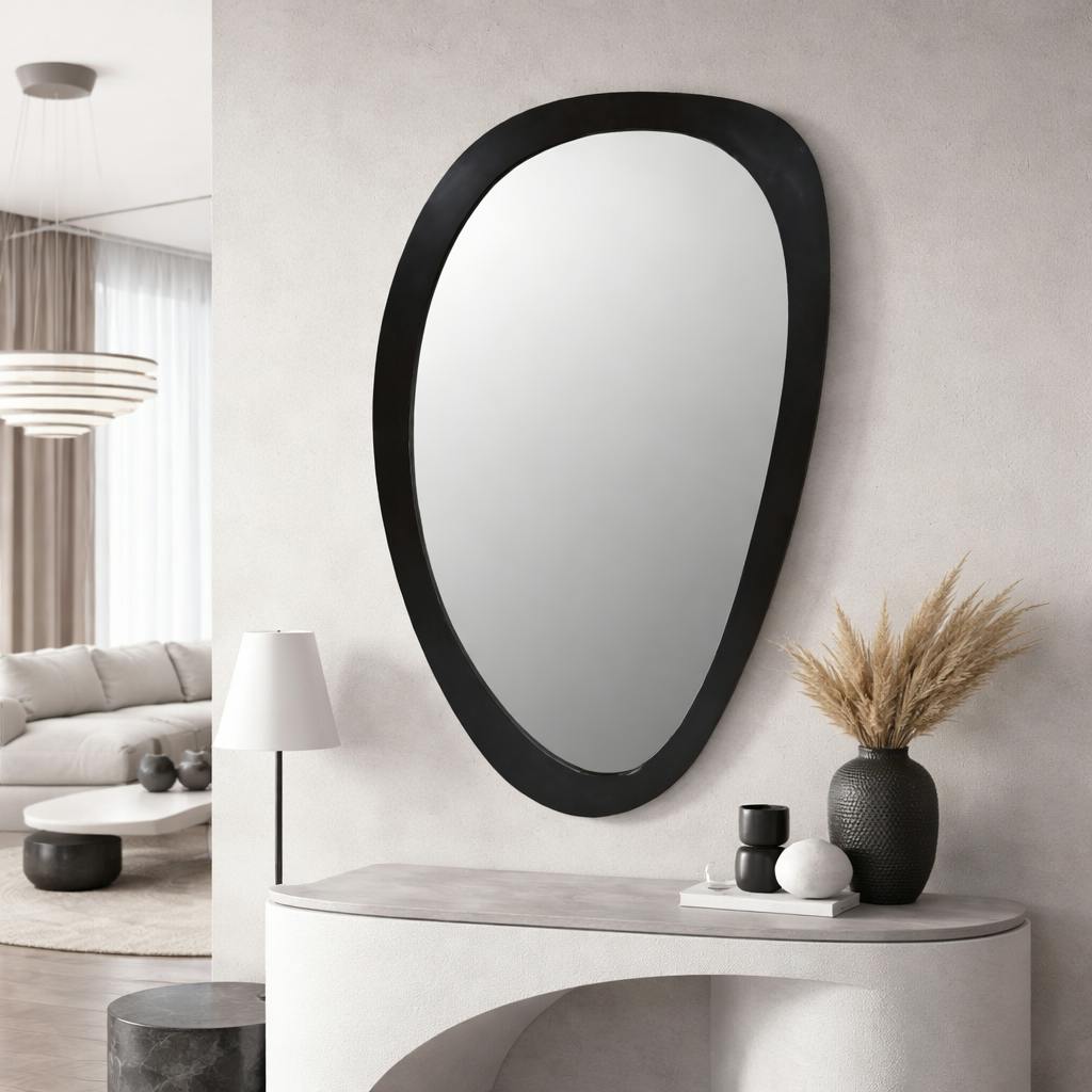 Miroir design organique en bois noir 60 x 100 cm ASPEN