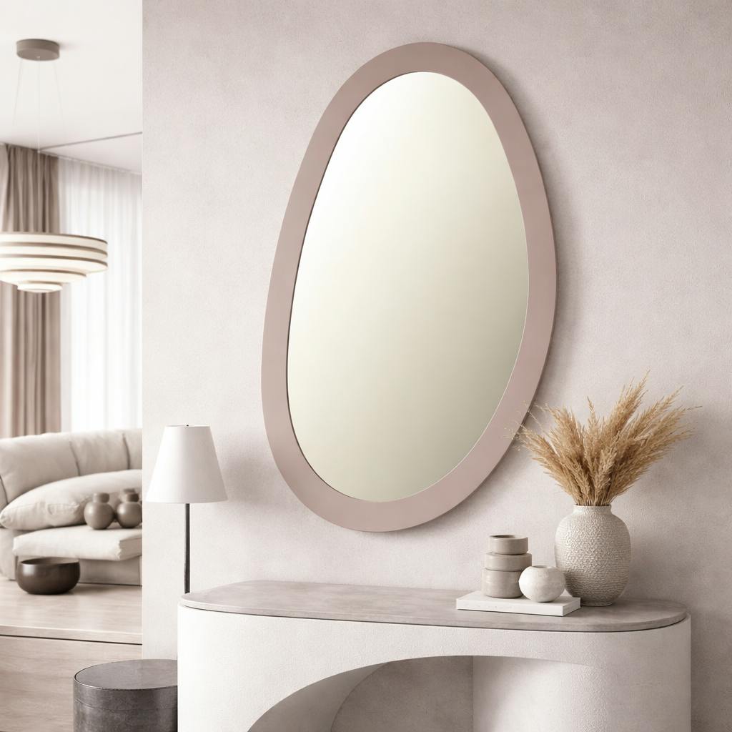 Miroir design organique en bois sable 70 x 120 cm ASPEN