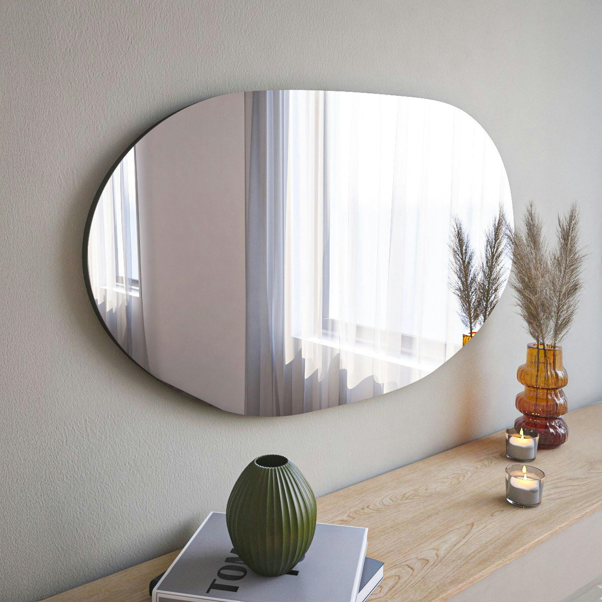 Miroir design organique forme galet 89 cm - style naturel CODY