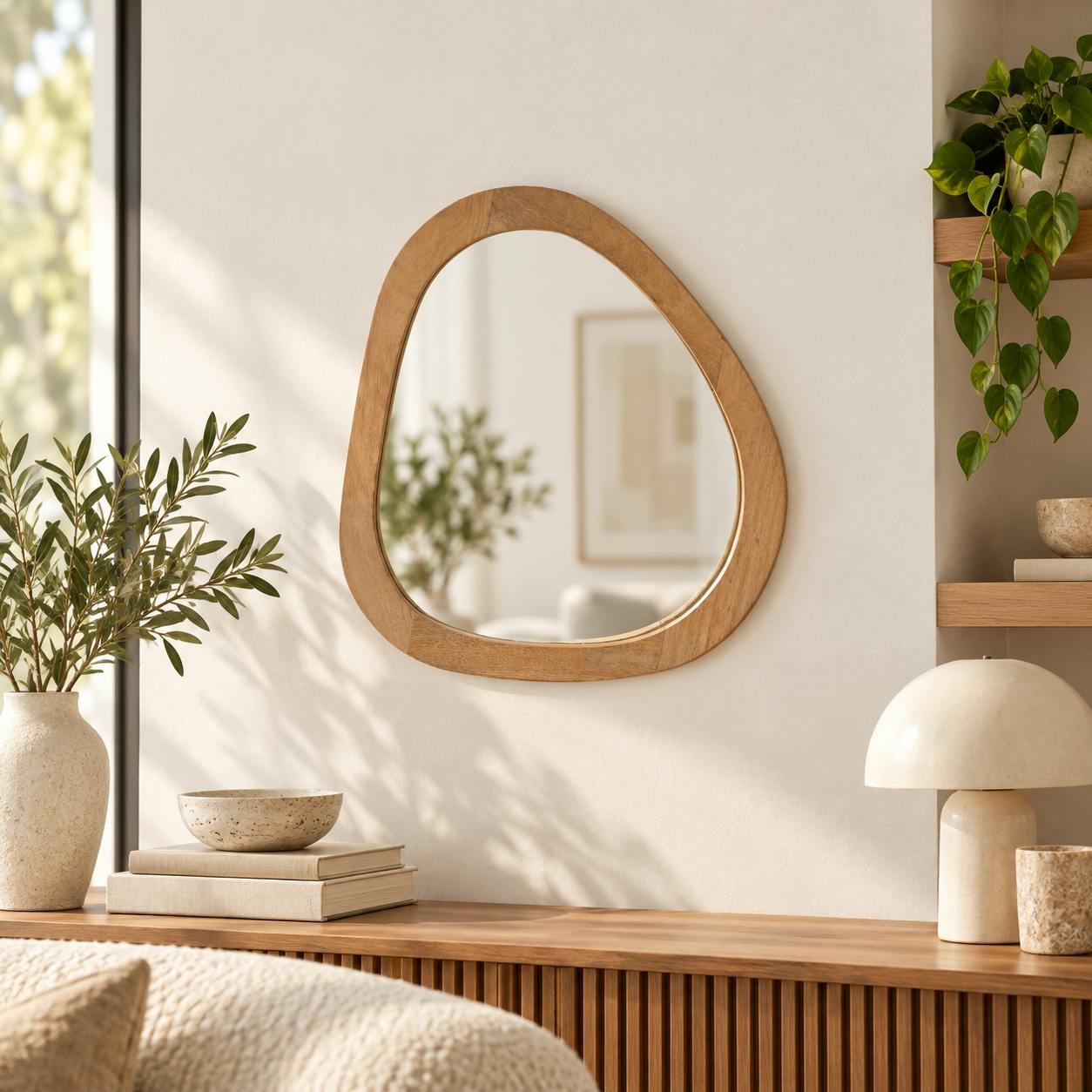 Miroir en bois design organique 43 cm CORTINA