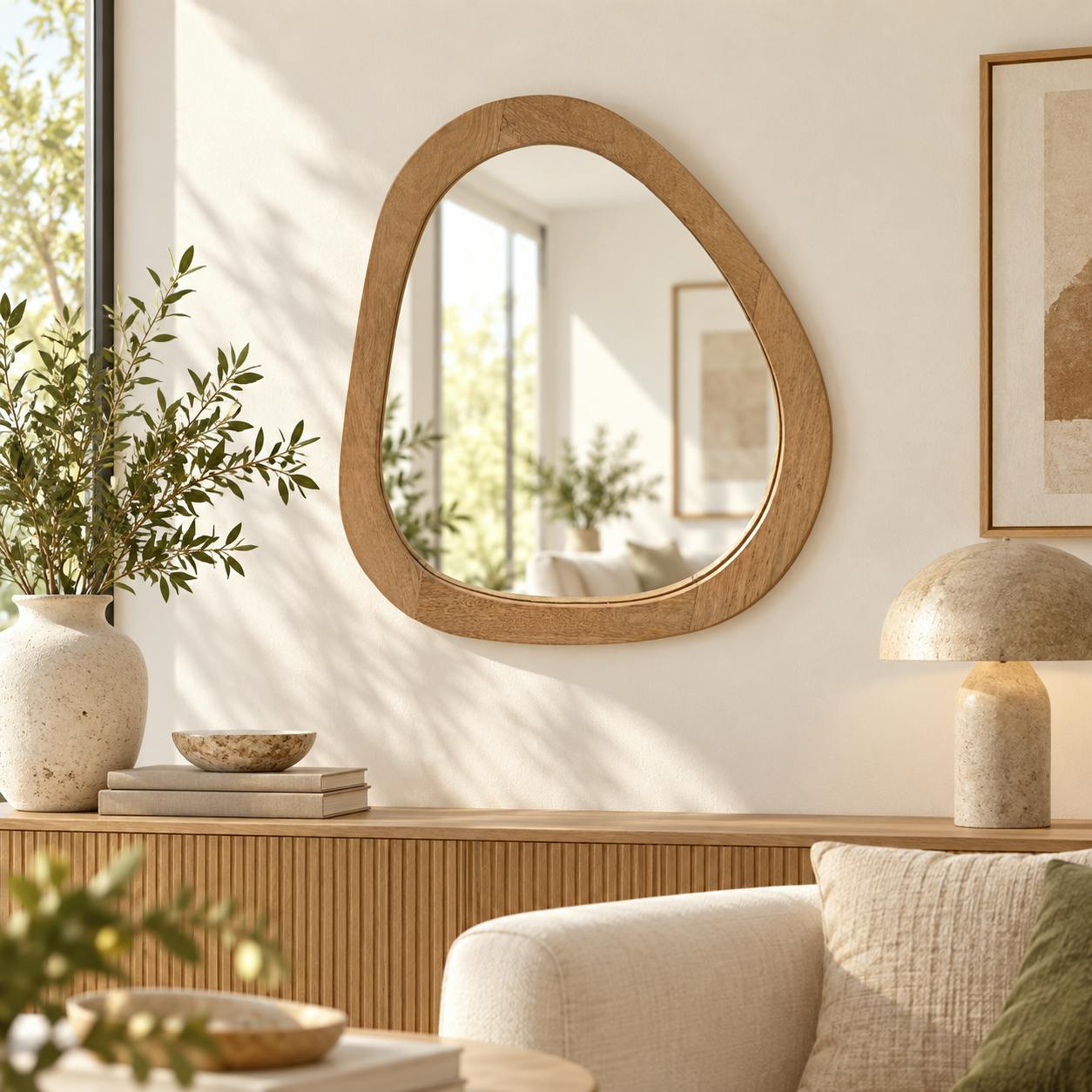 Miroir en bois design organique 55 cm CORTINA
