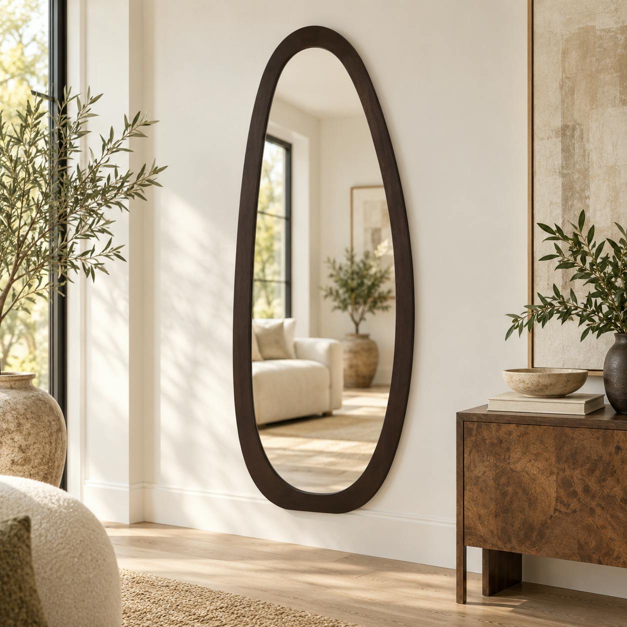 Miroir en bois marron design organique 180 cm CORTINA