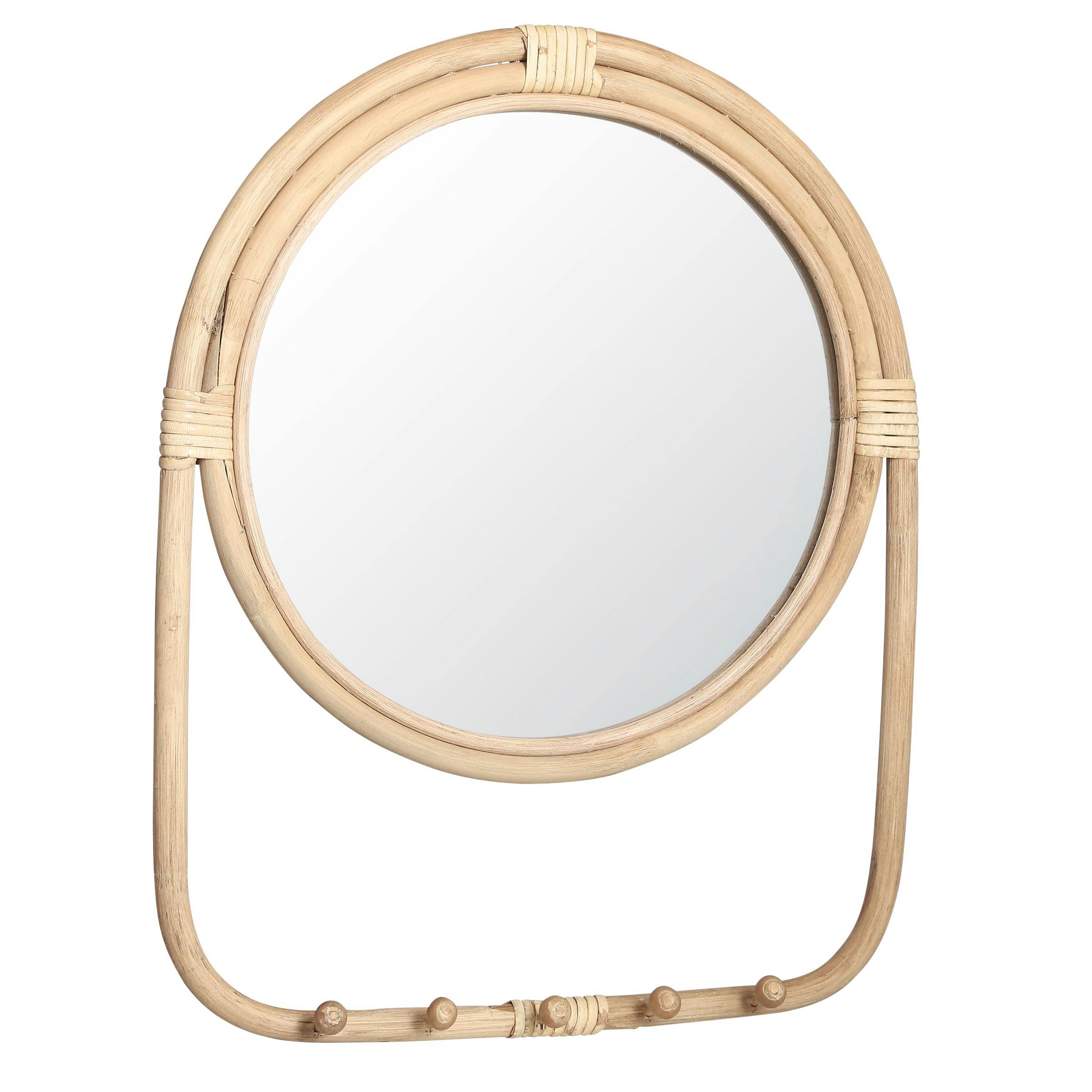 Miroir en rotin avec patères