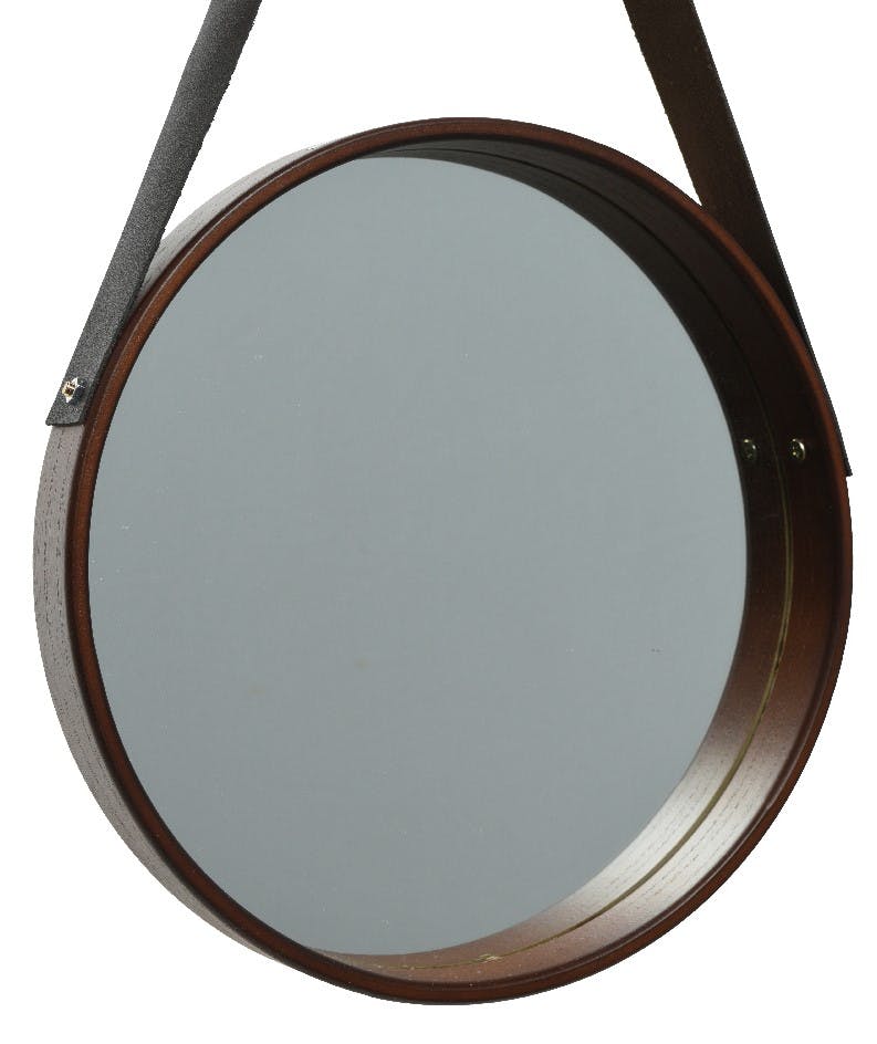 Miroir hublot lanière PU D 50 cm